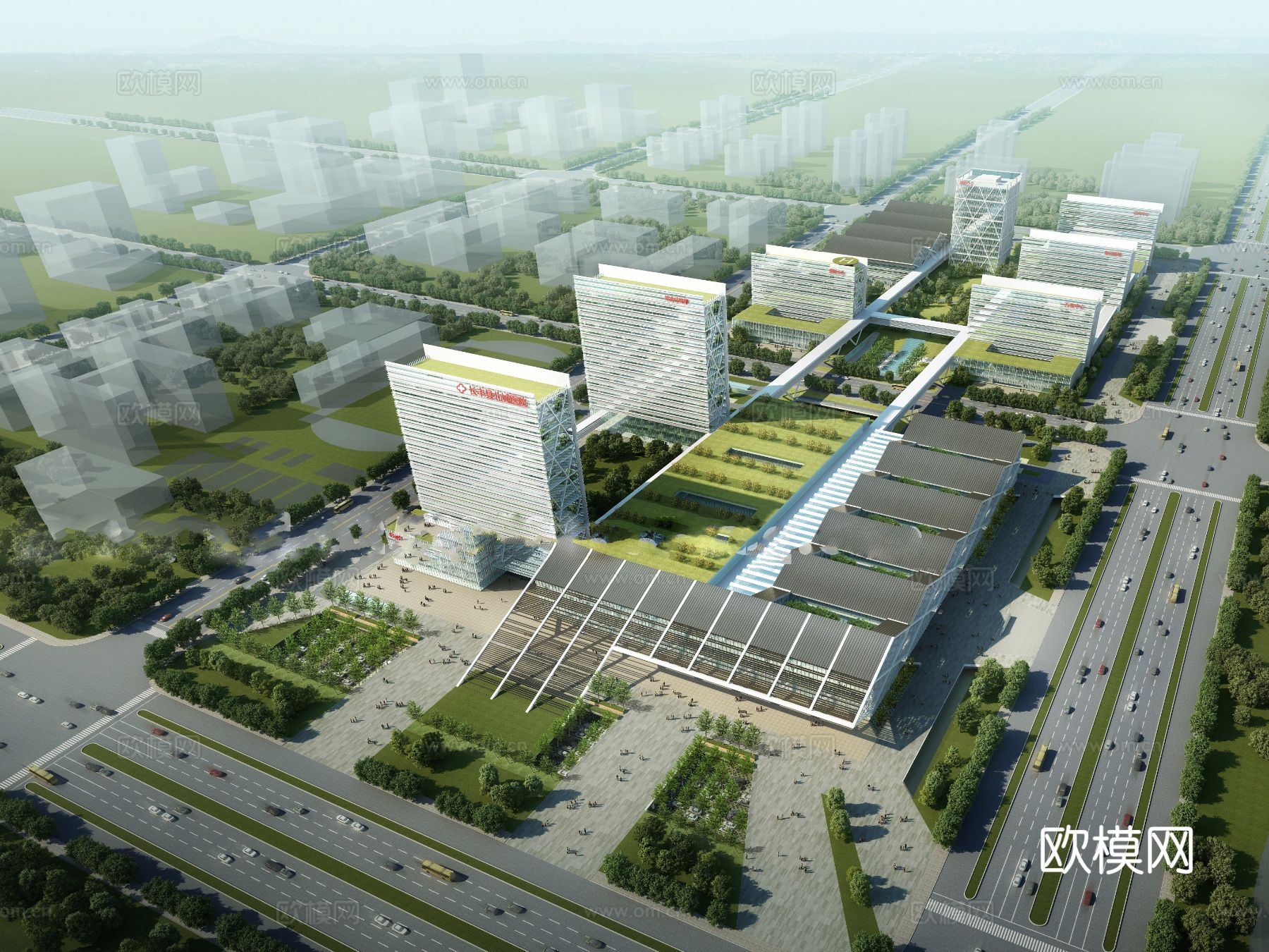 医院医疗 住院部建筑效果图下载（渲染图3）