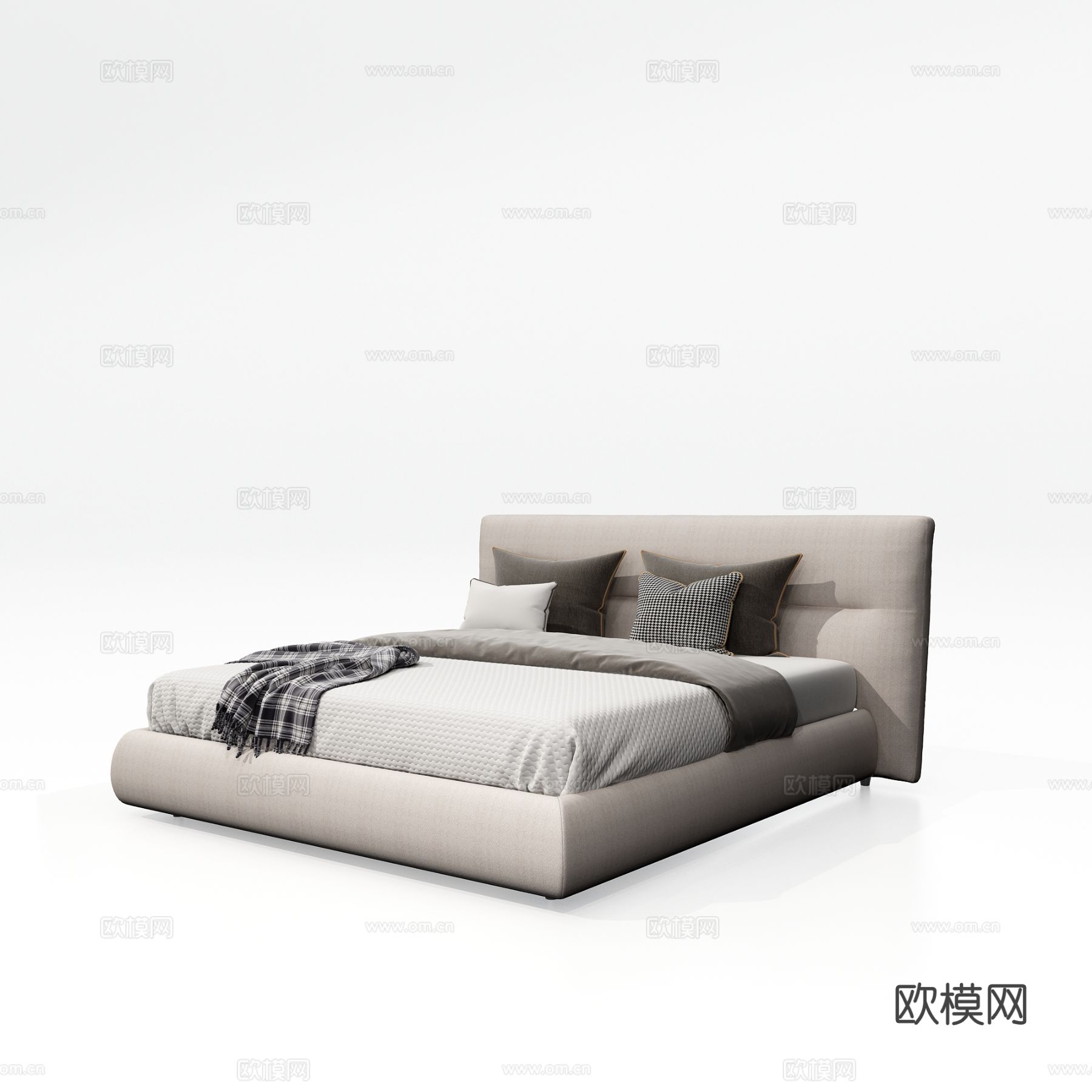 美高美 现代双人床3d模型下载