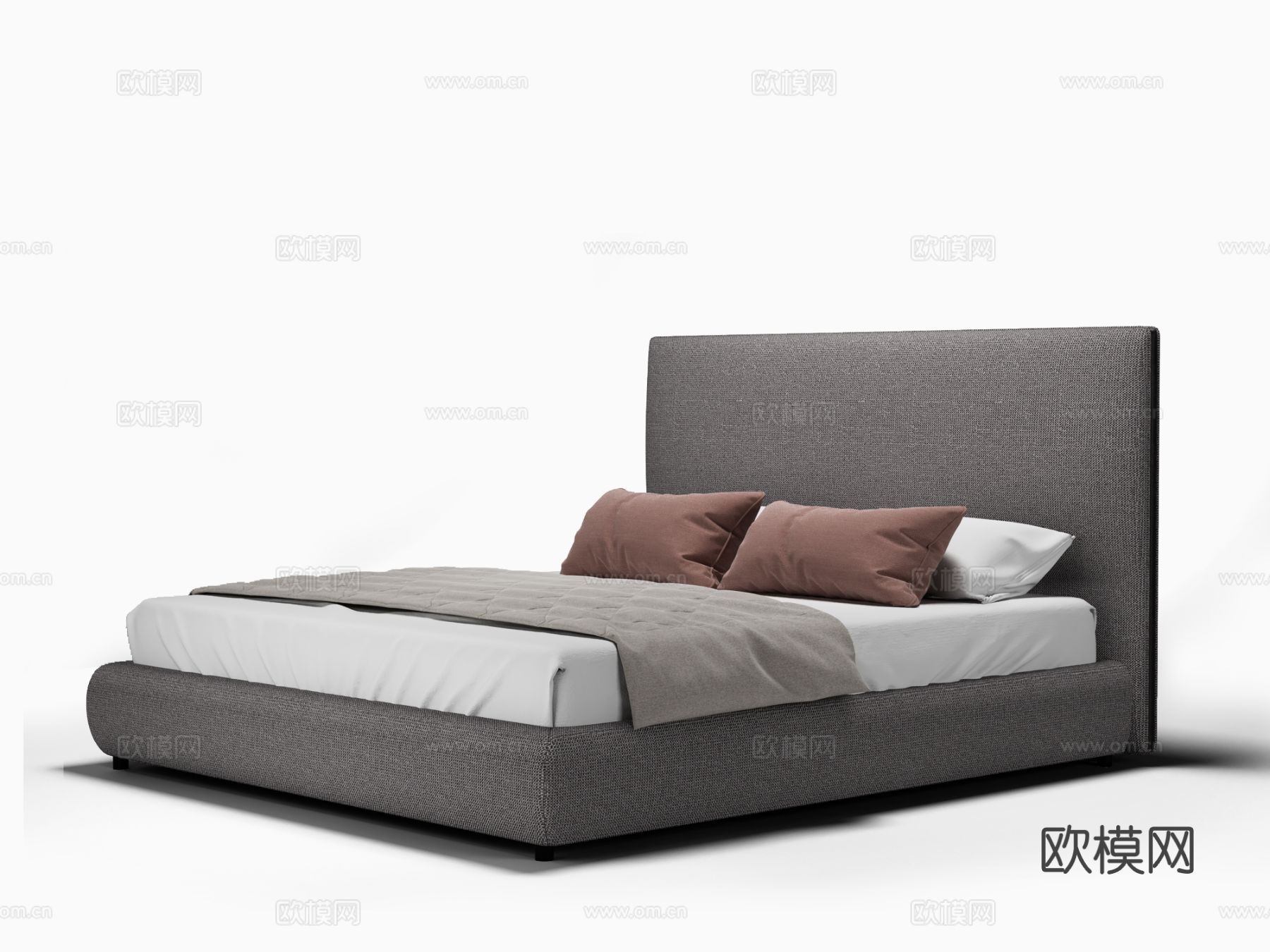 美高美 现代双人床3d模型下载