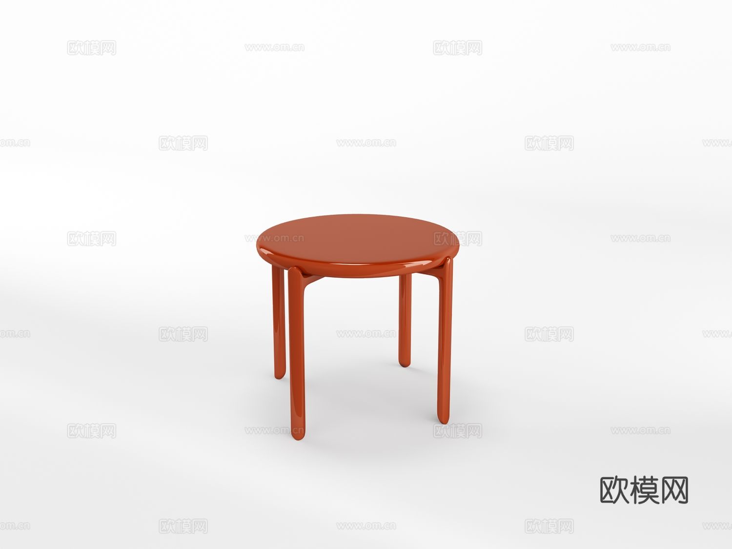 美高美 现代赫橙色圆几3d模型下载