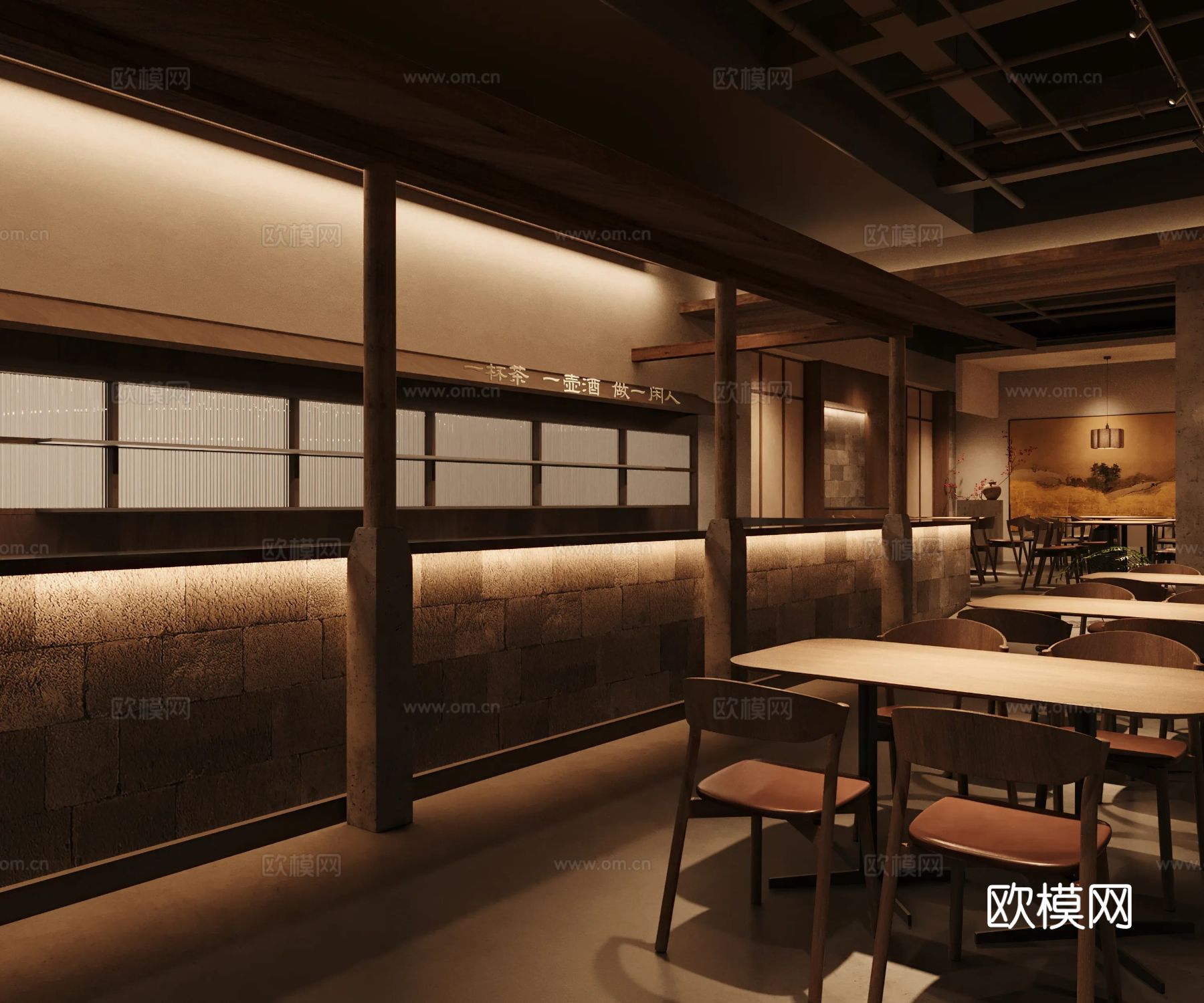 陆上行舟 新中式小酒馆装修效果图下载（渲染图4）