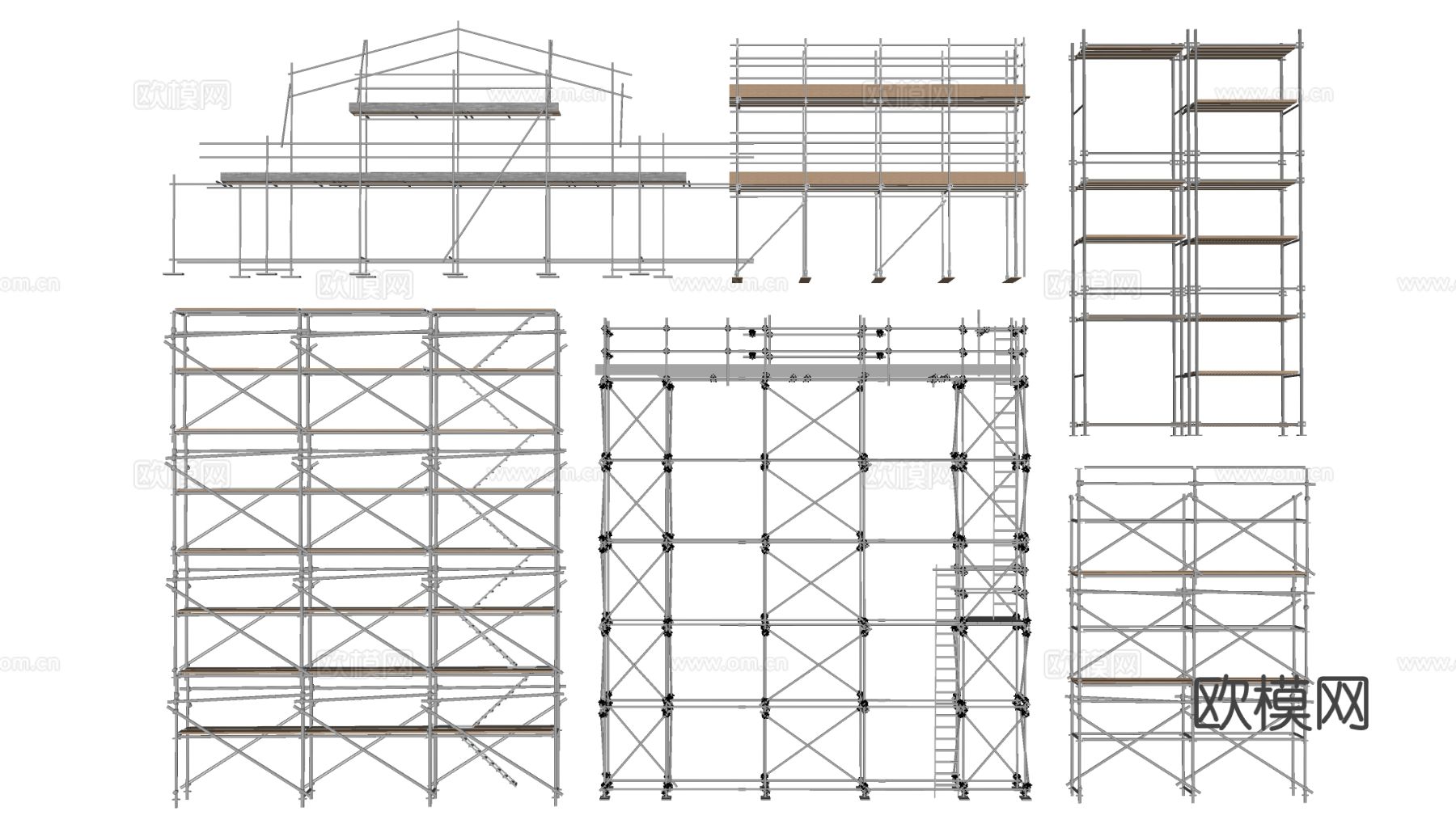 钢管脚手架 施工脚手架su模型下载（渲染图1）