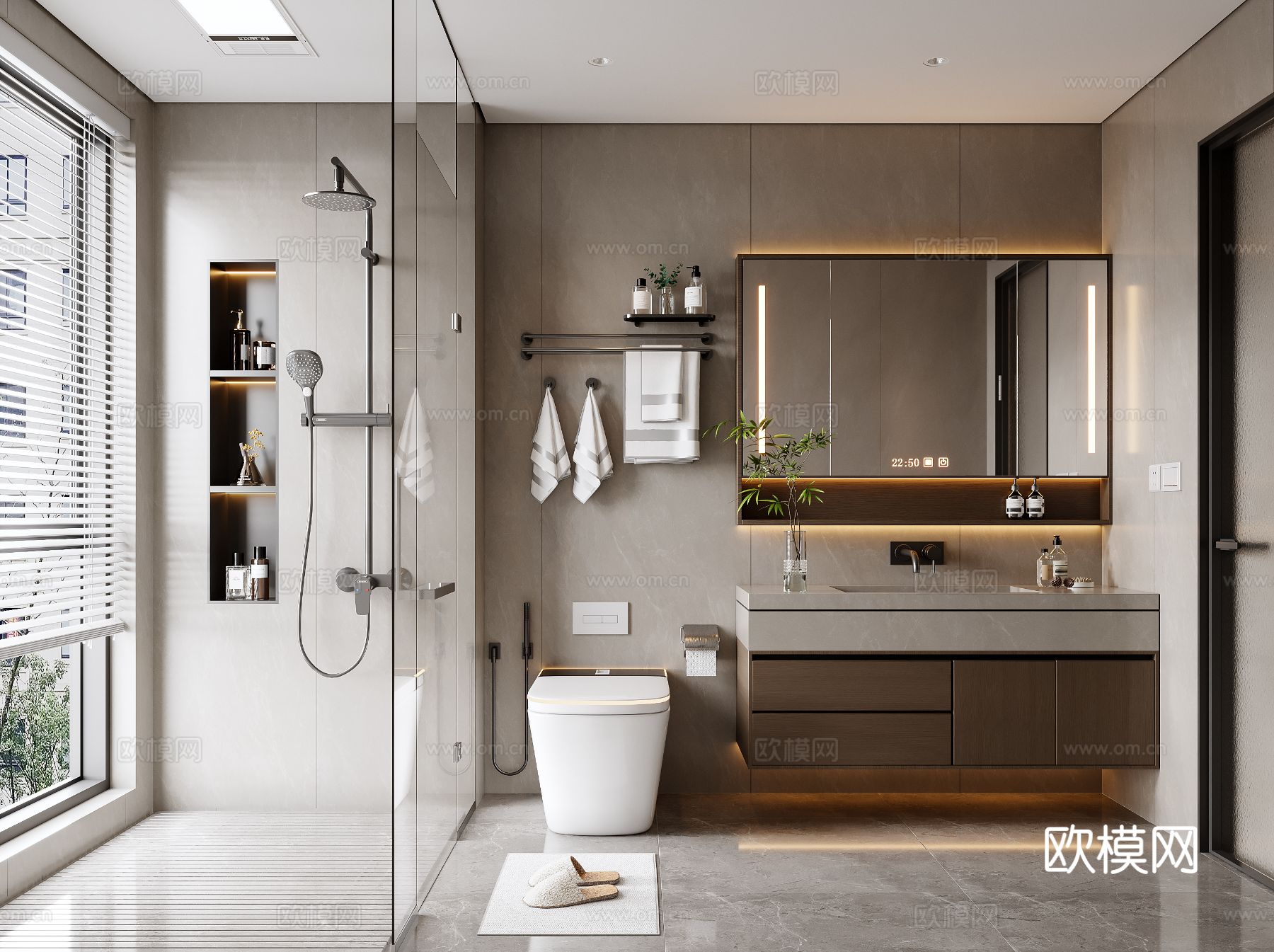 意式卫生间 浴室su模型下载（渲染图2）