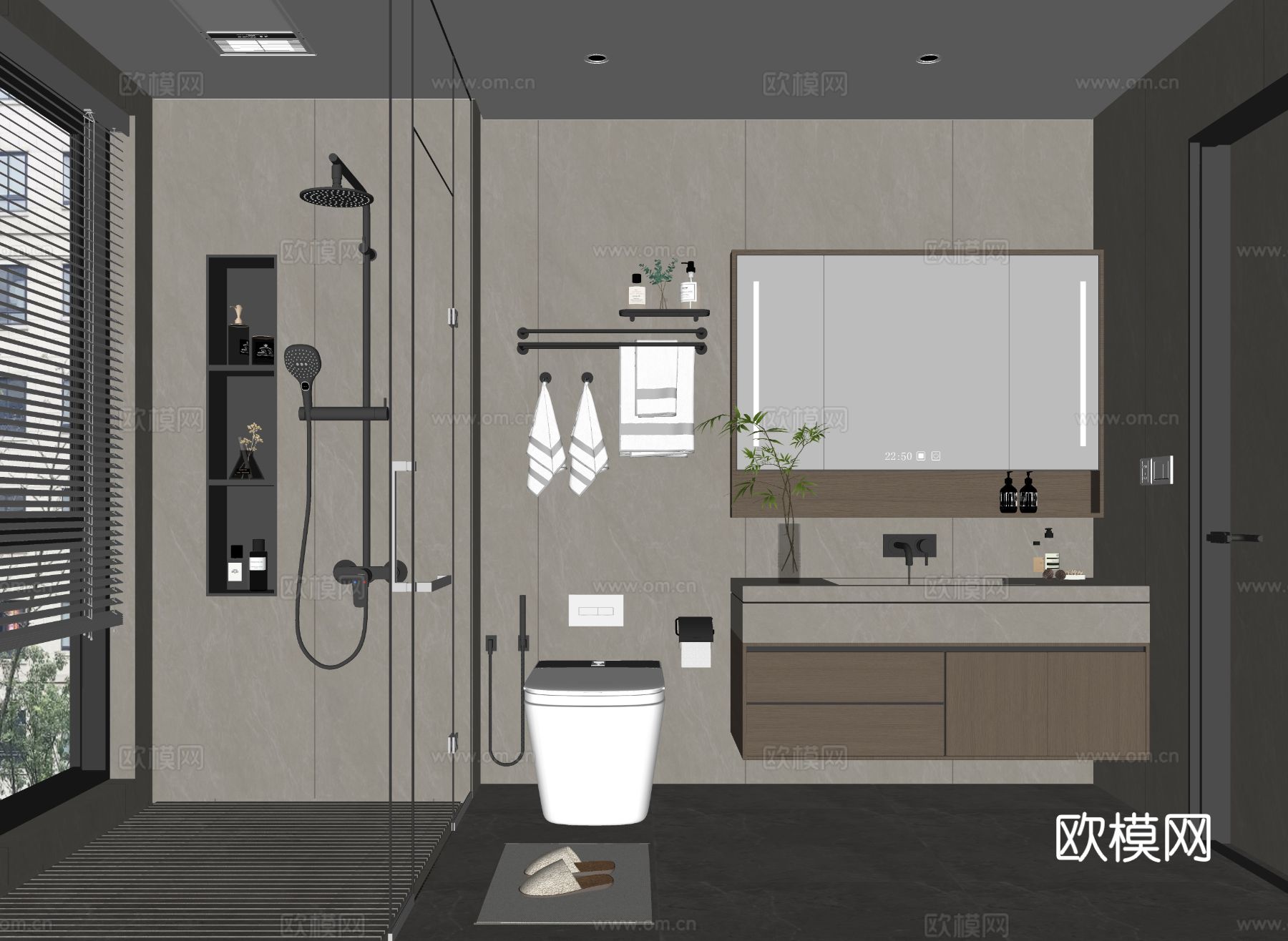 意式卫生间 浴室su模型下载（渲染图1）