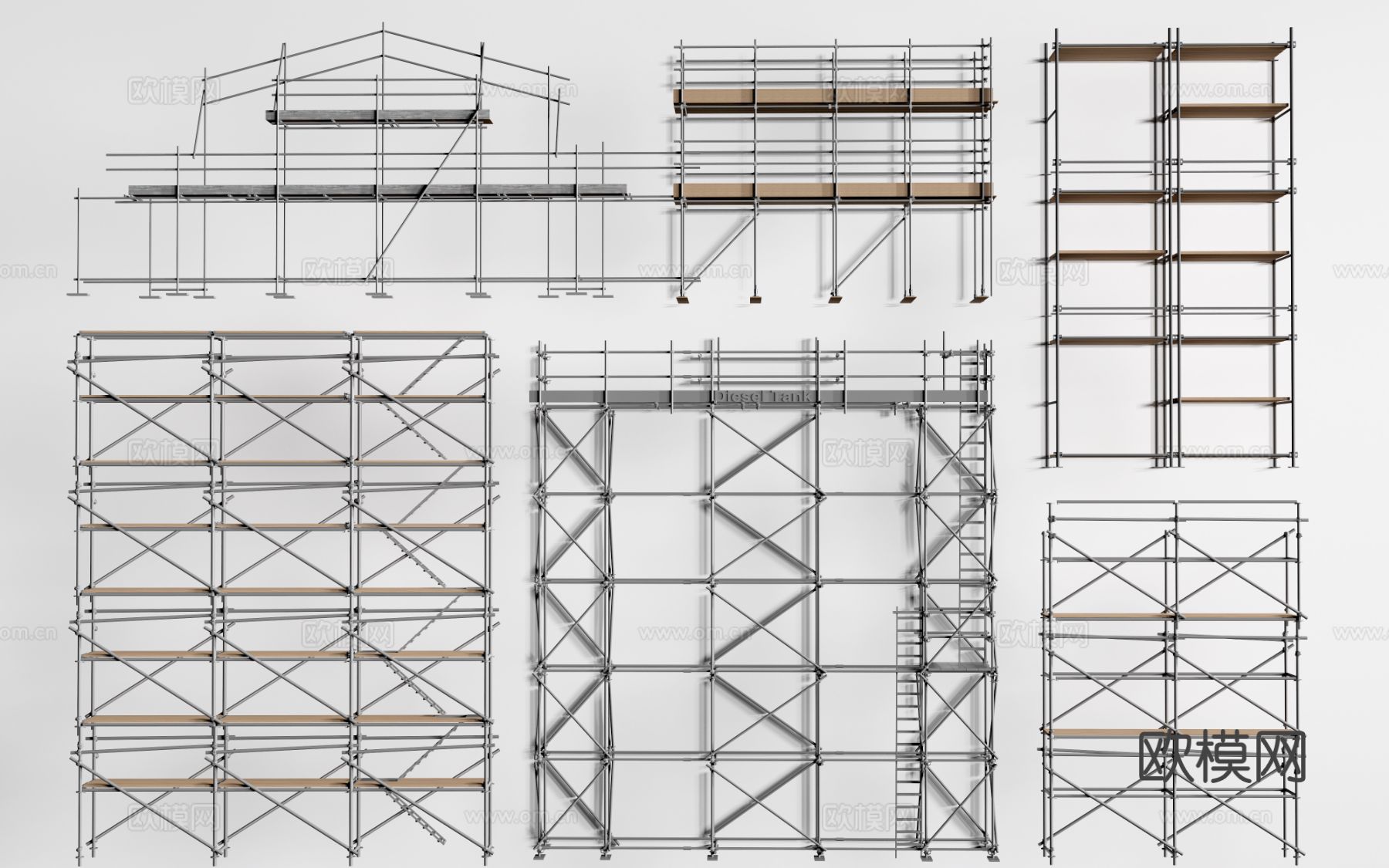 钢管脚手架 施工脚手架su模型下载（渲染图2）