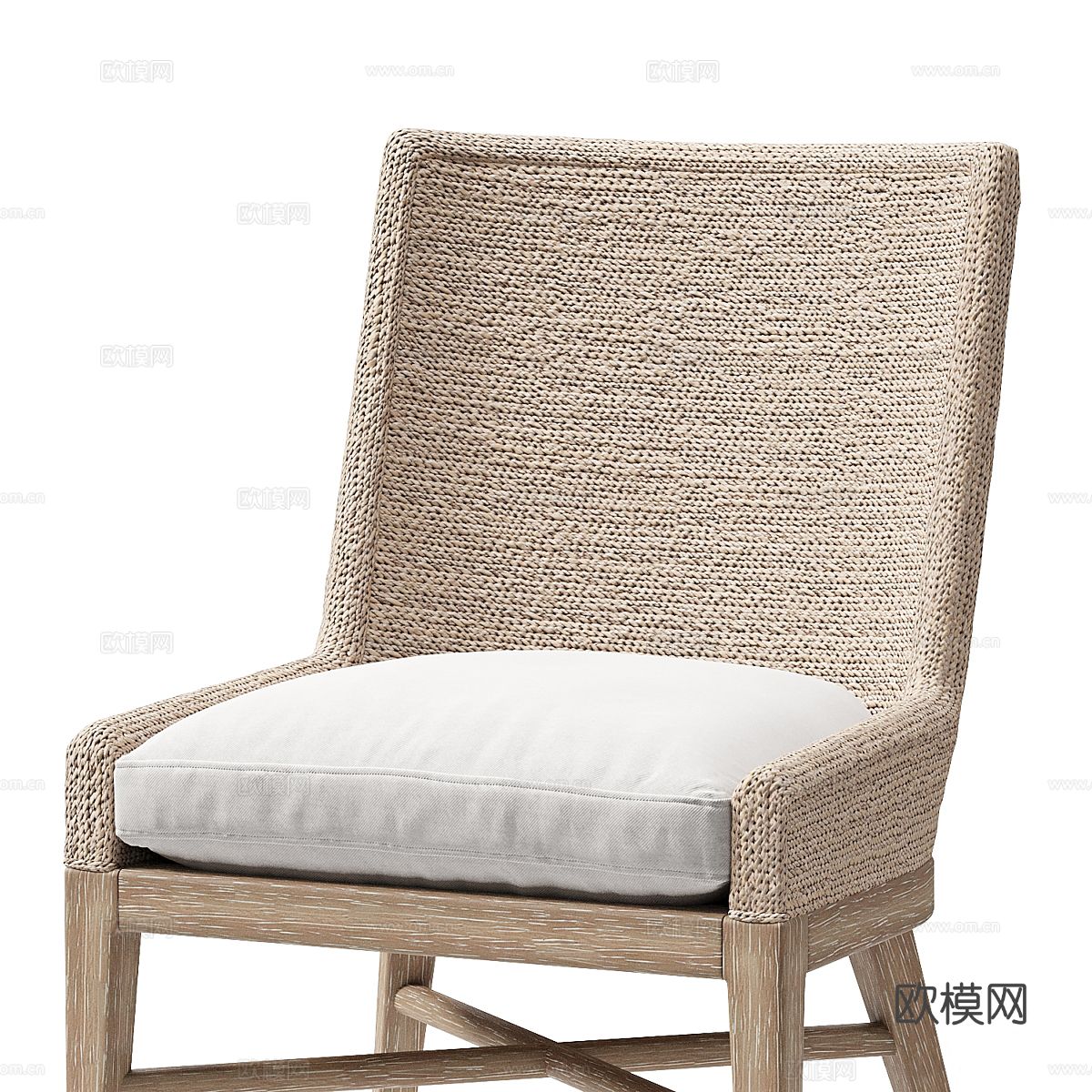 新中式户外椅 编织单椅 餐椅3d模型下载（渲染图4）