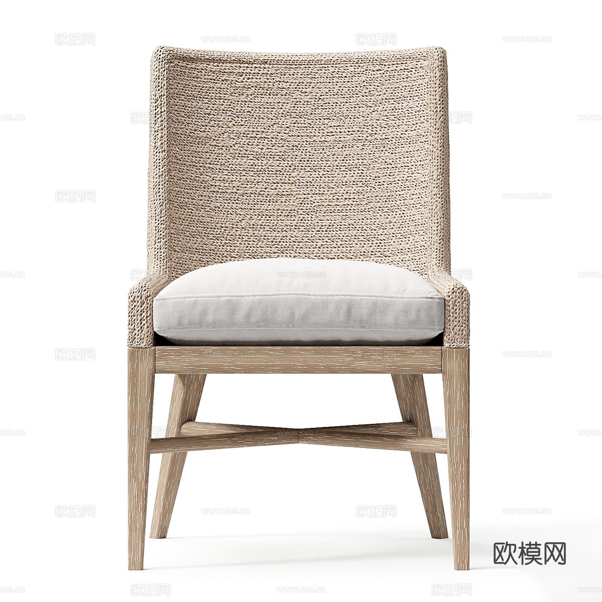 新中式户外椅 编织单椅 餐椅3d模型下载（渲染图2）