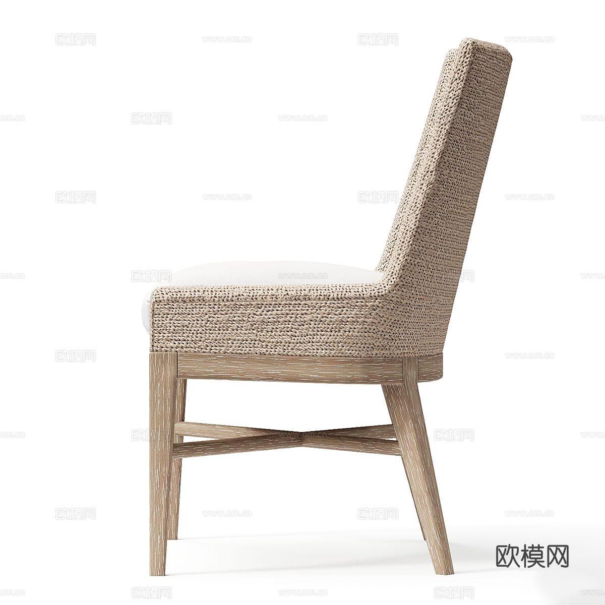 新中式户外椅 编织单椅 餐椅3d模型下载（渲染图3）