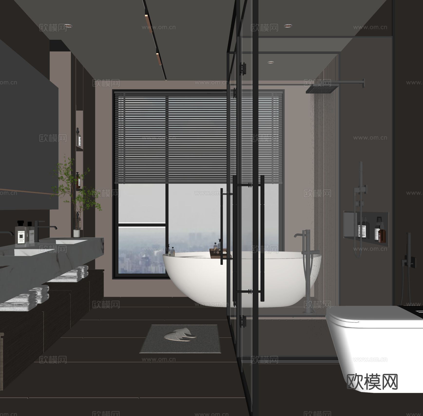 意式卫生间 浴室su模型下载（渲染图1）