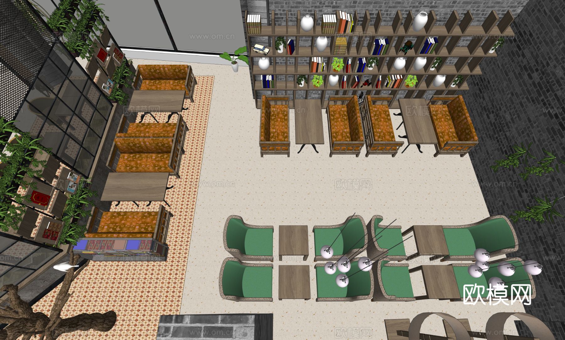 工业风咖啡厅 咖啡馆su模型下载（渲染图3）