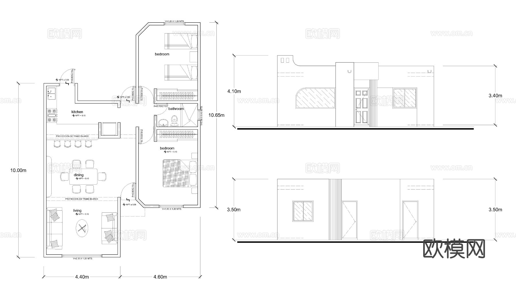 单层房屋建筑cad施工图