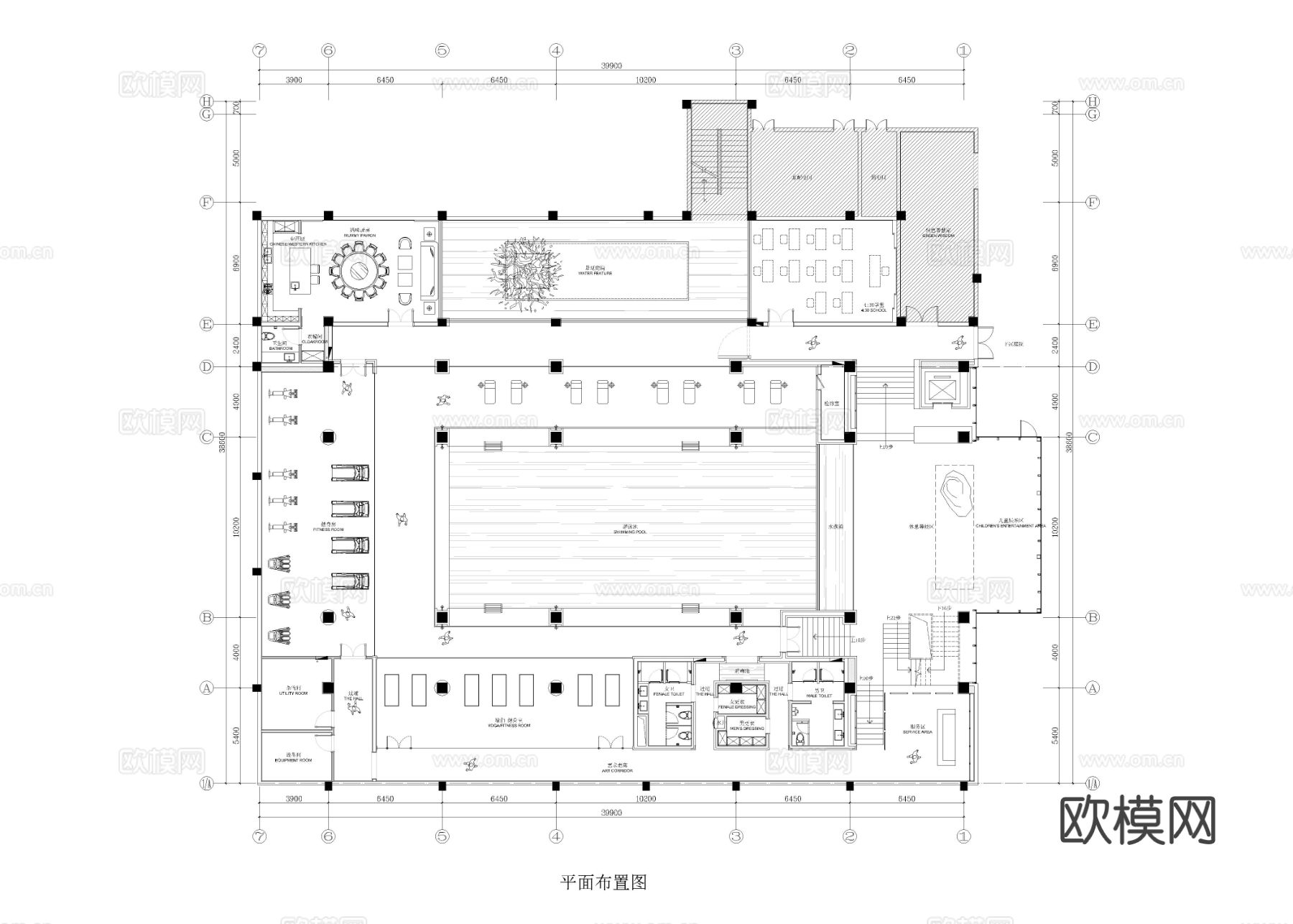 22套商务接待 健身游泳 休闲会所cad施工图