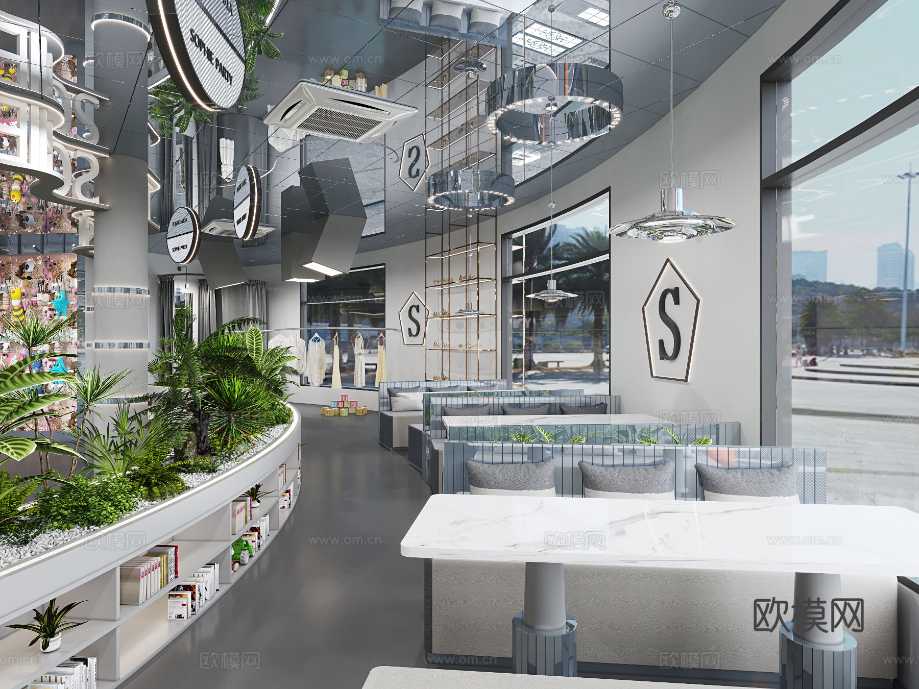 现代图书馆 书吧装修效果图下载（渲染图4）