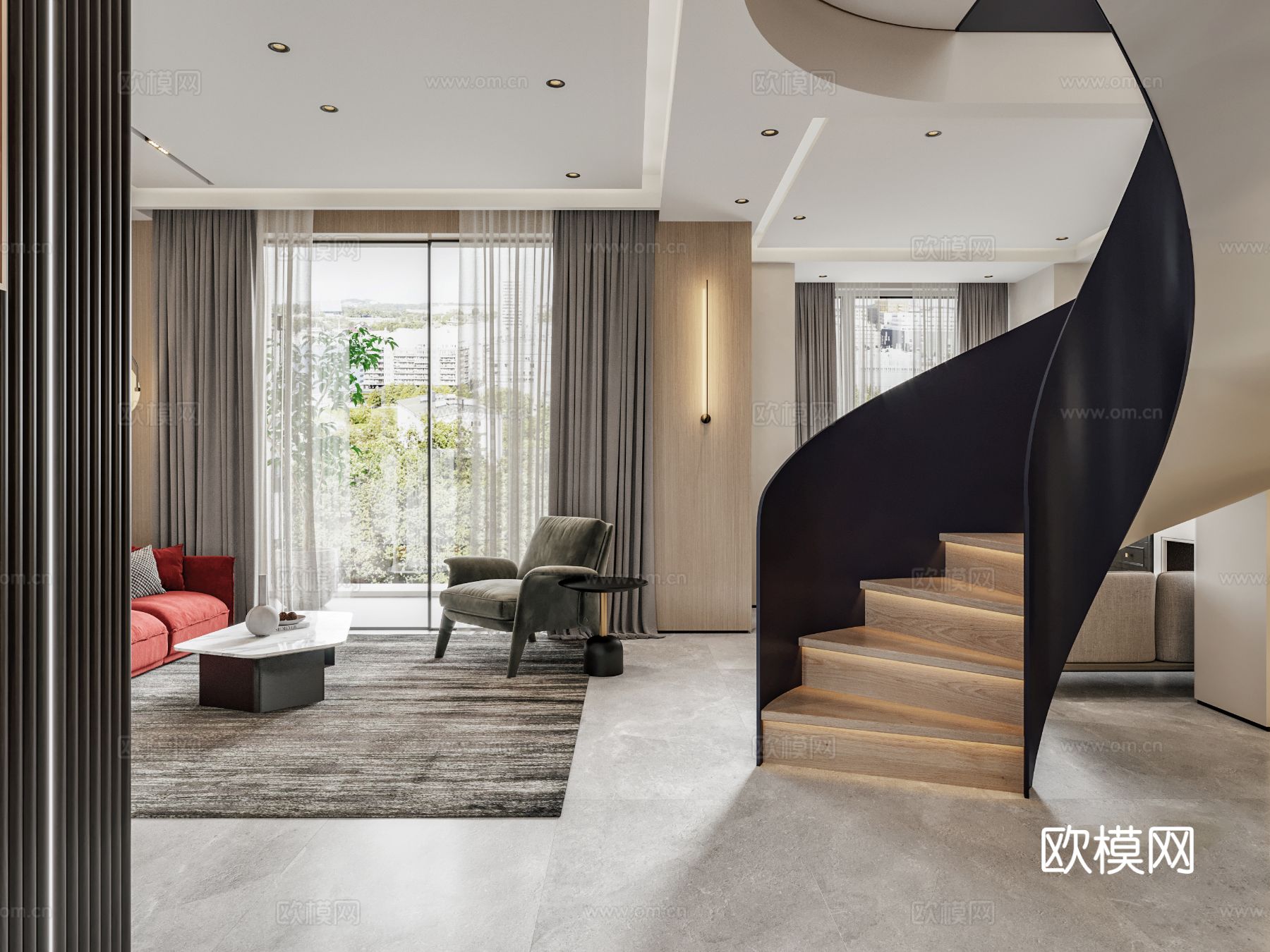 美式公寓客餐厅装修效果图下载（渲染图4）