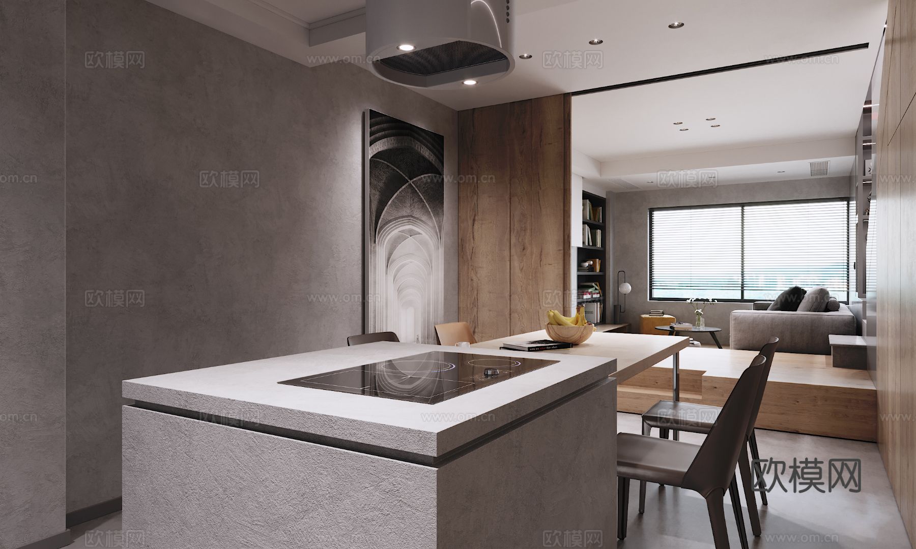 现代复式家居公寓装修效果图下载（渲染图12）