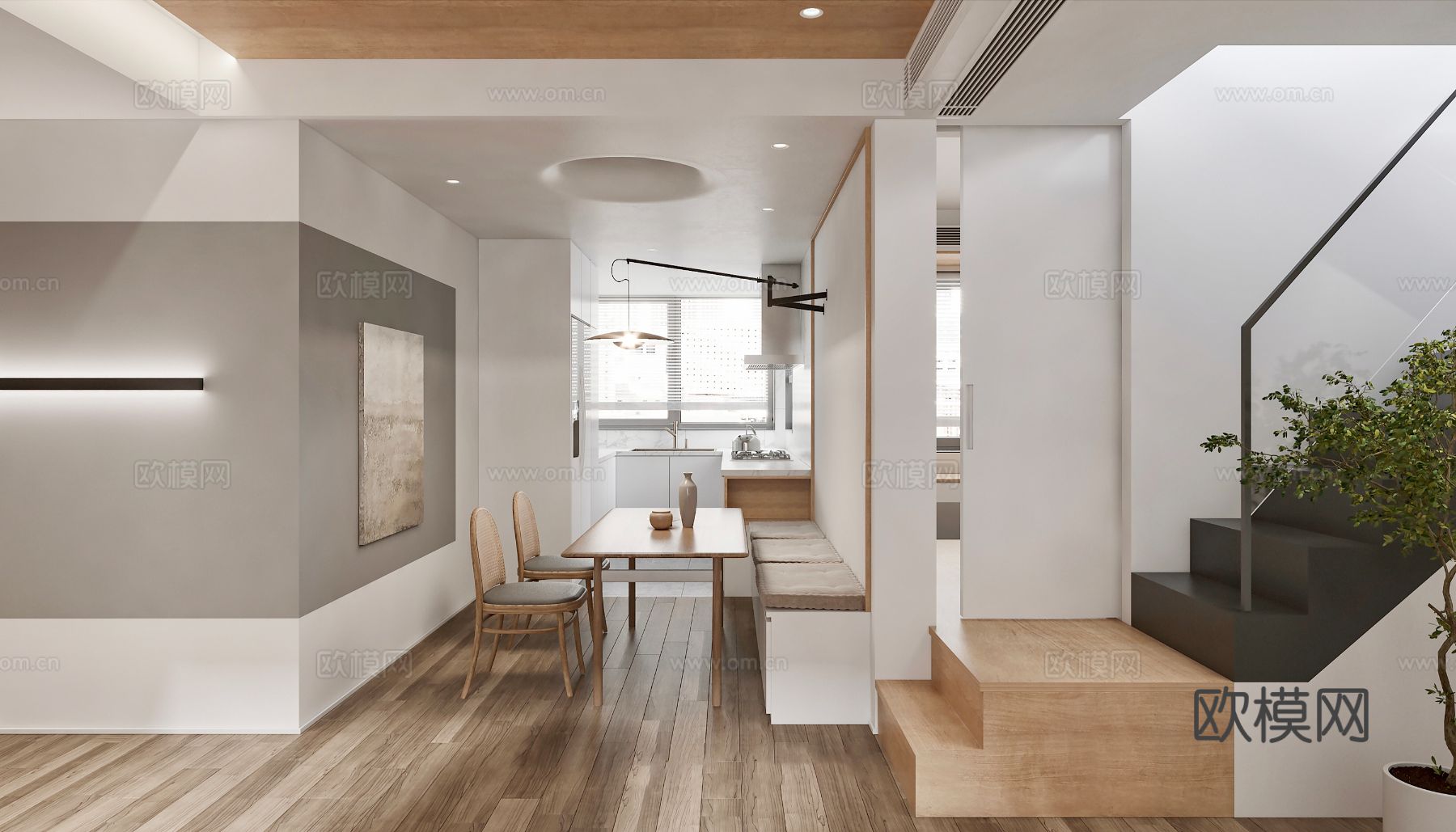 现代复式家居  loft 公寓装修效果图下载（渲染图4）