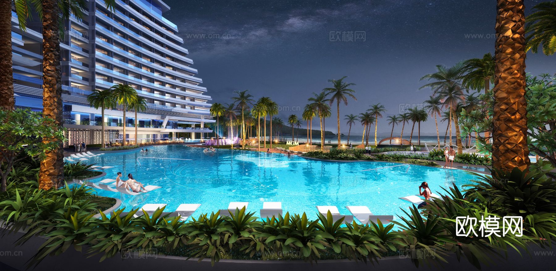 酒店建筑cad施工图下载（渲染图4）