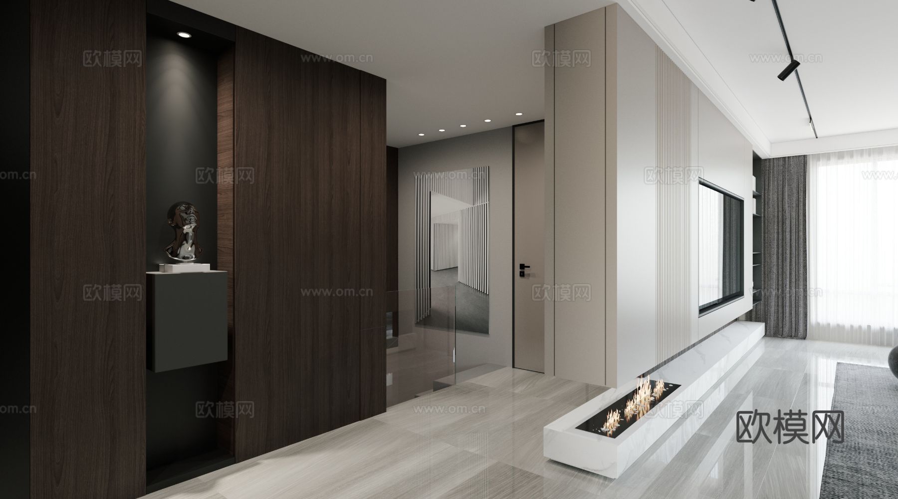 现代复式家居  loft 公寓装修效果图下载（渲染图3）