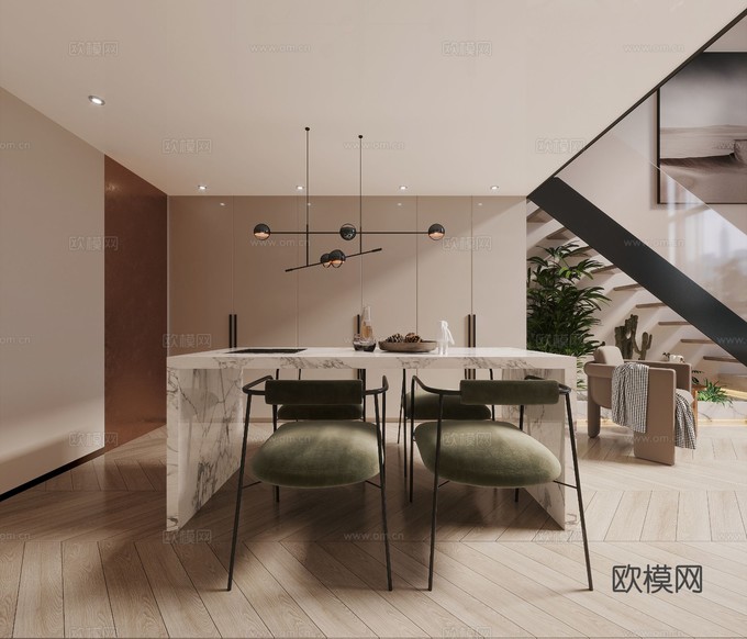 现代复式公寓装修效果图下载(渲染图4)