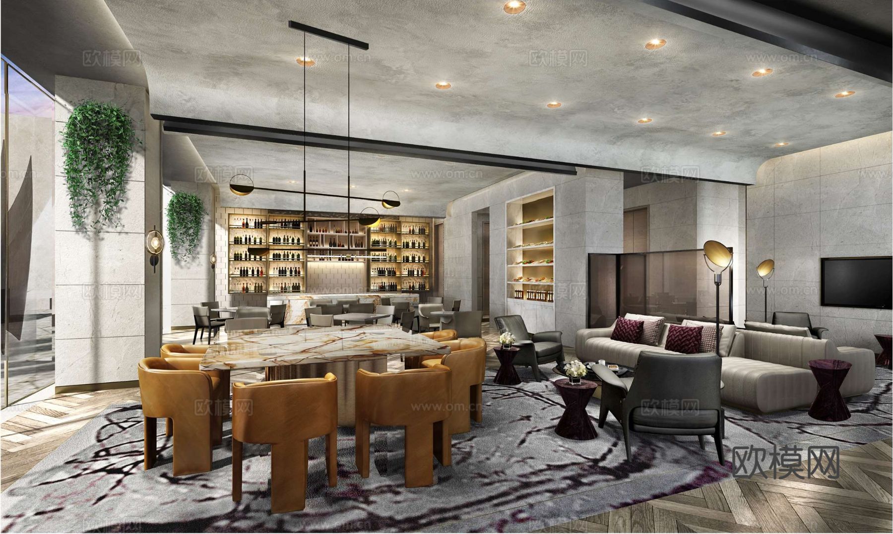 杭州滨奥皇冠假日酒店cad施工图下载（渲染图3）