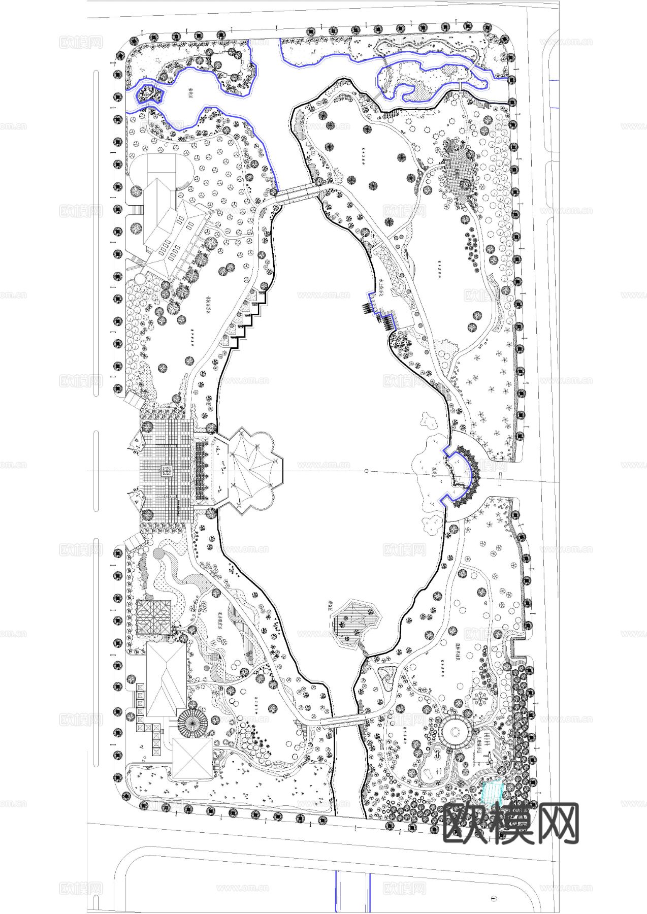 公园完整版景观cad施工图下载