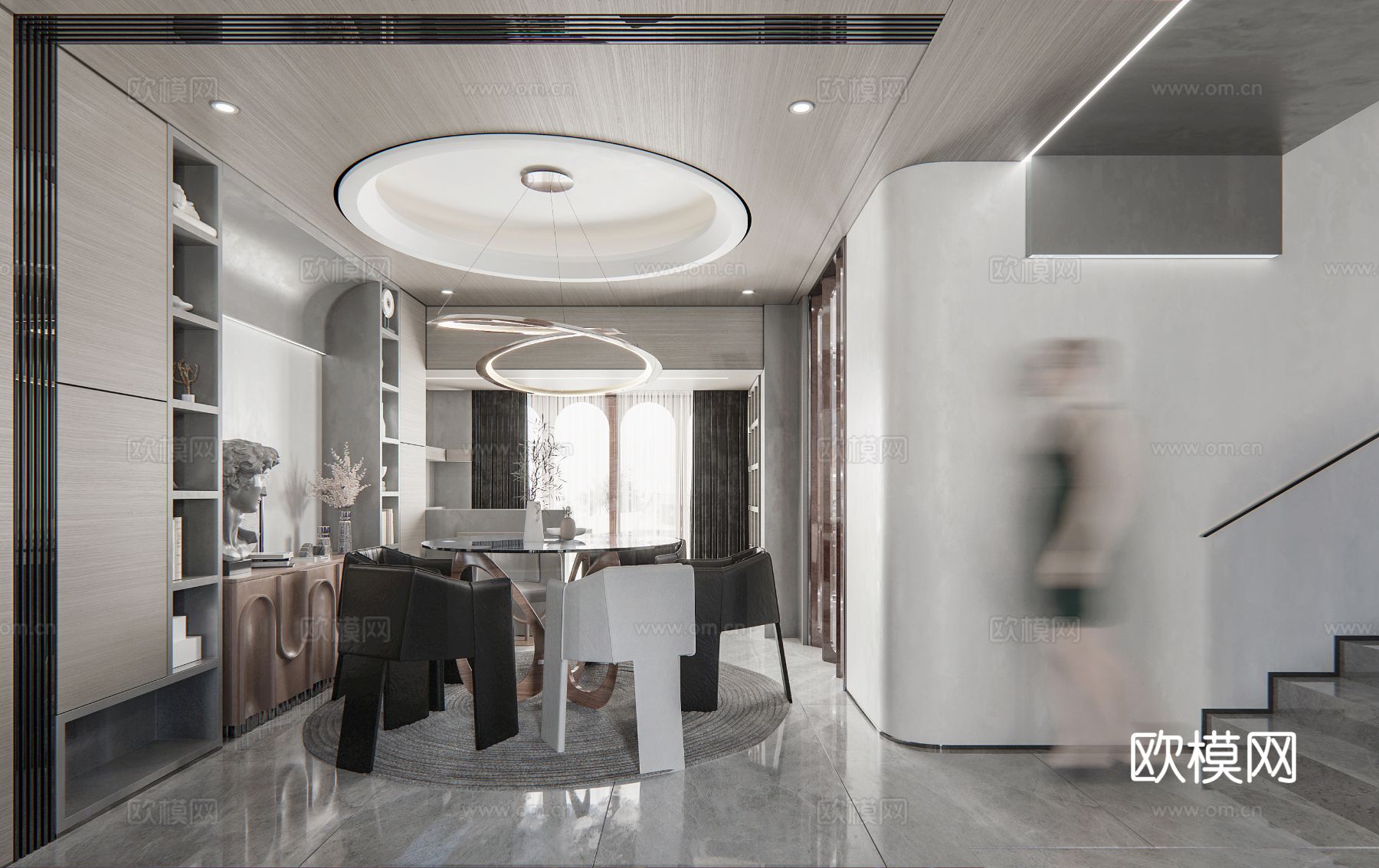 现代复式家居  loft 公寓装修效果图下载（渲染图9）