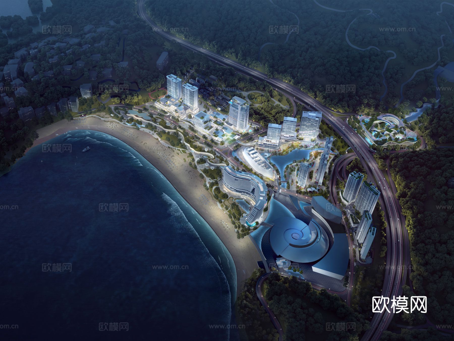 酒店建筑cad施工图下载（渲染图1）