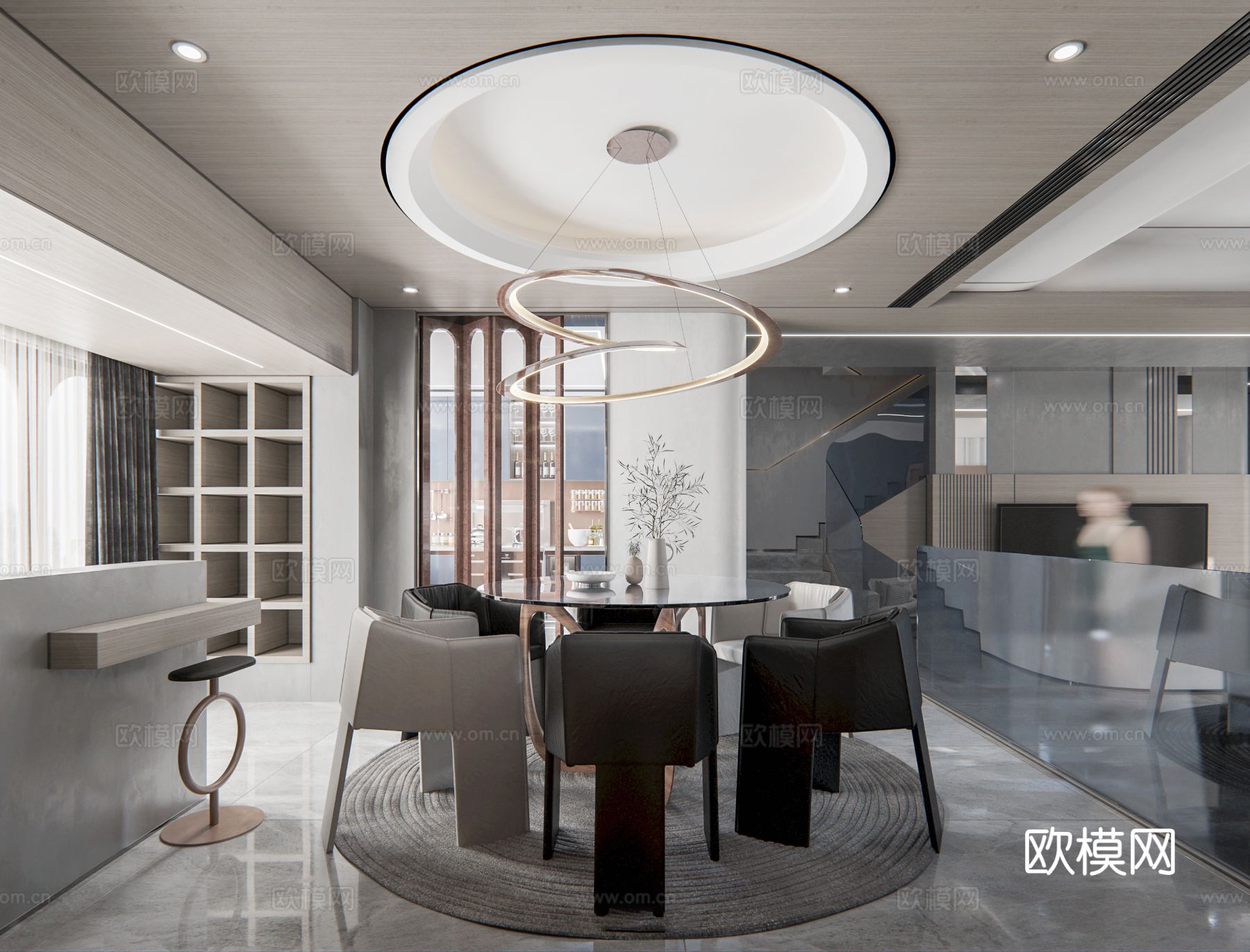 现代复式家居  loft 公寓装修效果图下载（渲染图11）