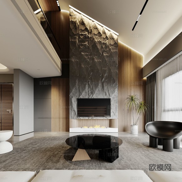 現(xiàn)代復(fù)式家居 loft 別墅裝修效果圖下載(渲染圖2)