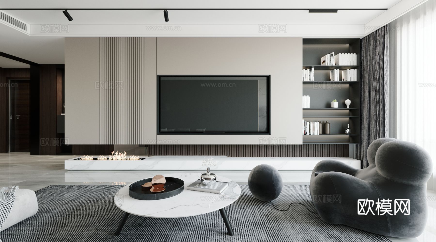 现代复式家居  loft 公寓装修效果图下载（渲染图6）