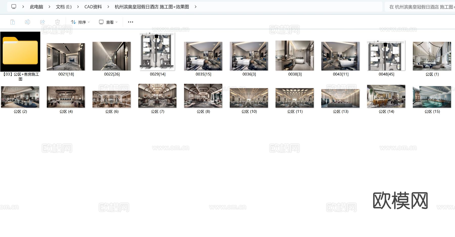 杭州滨奥皇冠假日酒店cad施工图下载（渲染图8）