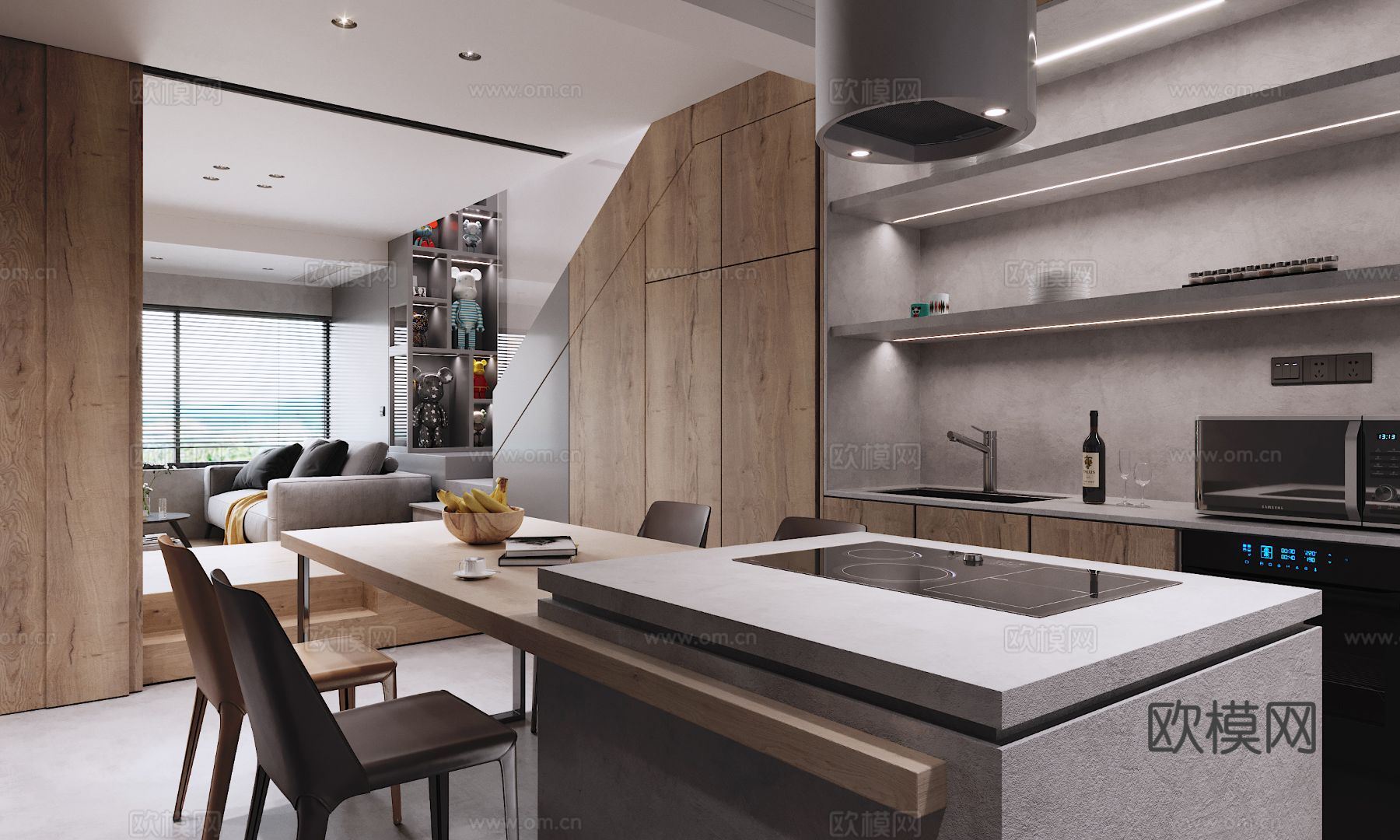 现代复式家居公寓装修效果图下载（渲染图11）