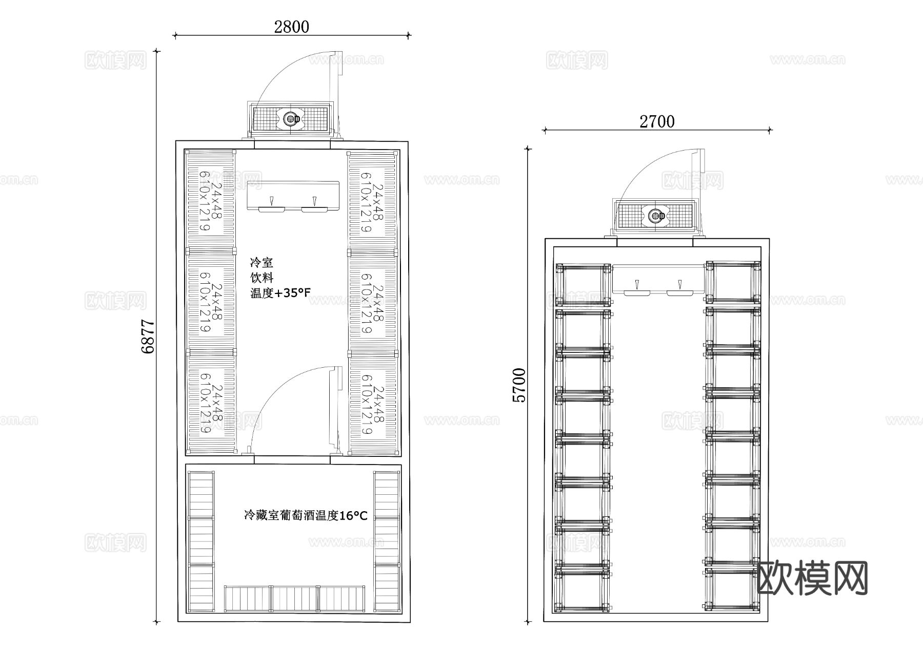 冷冻室 冷藏间 低温库 保鲜库 冻藏室cad图库下载