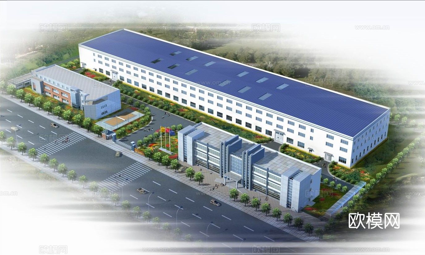 完整的厂房办公楼方案cad施工图下载（渲染图1）