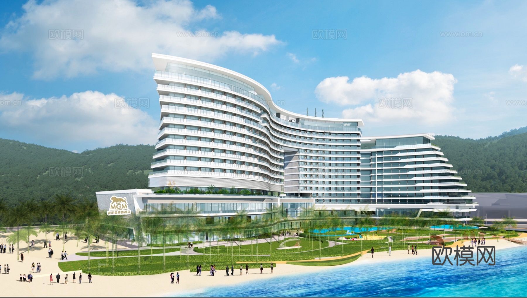 酒店建筑cad施工图下载（渲染图2）