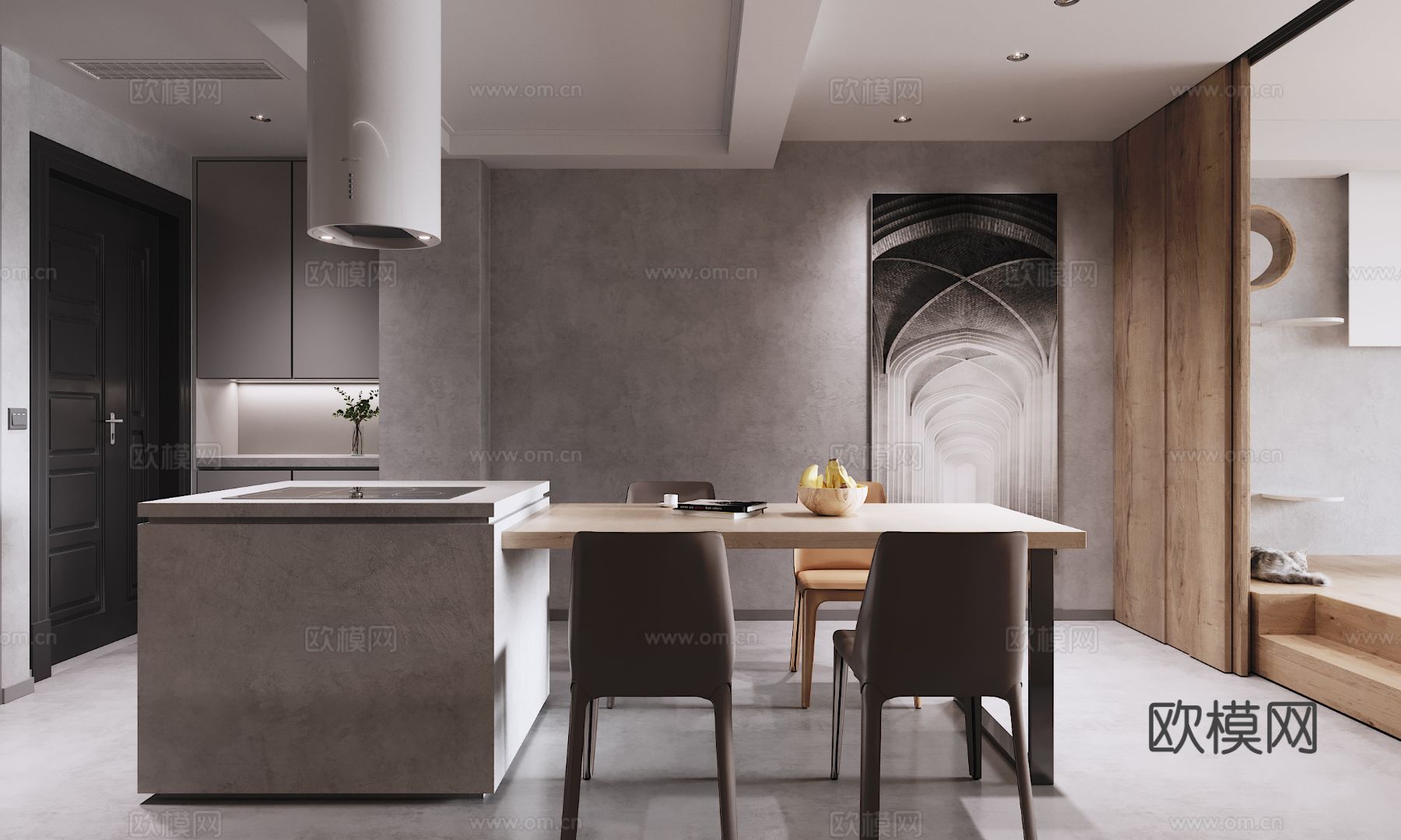 现代复式家居公寓装修效果图下载（渲染图6）