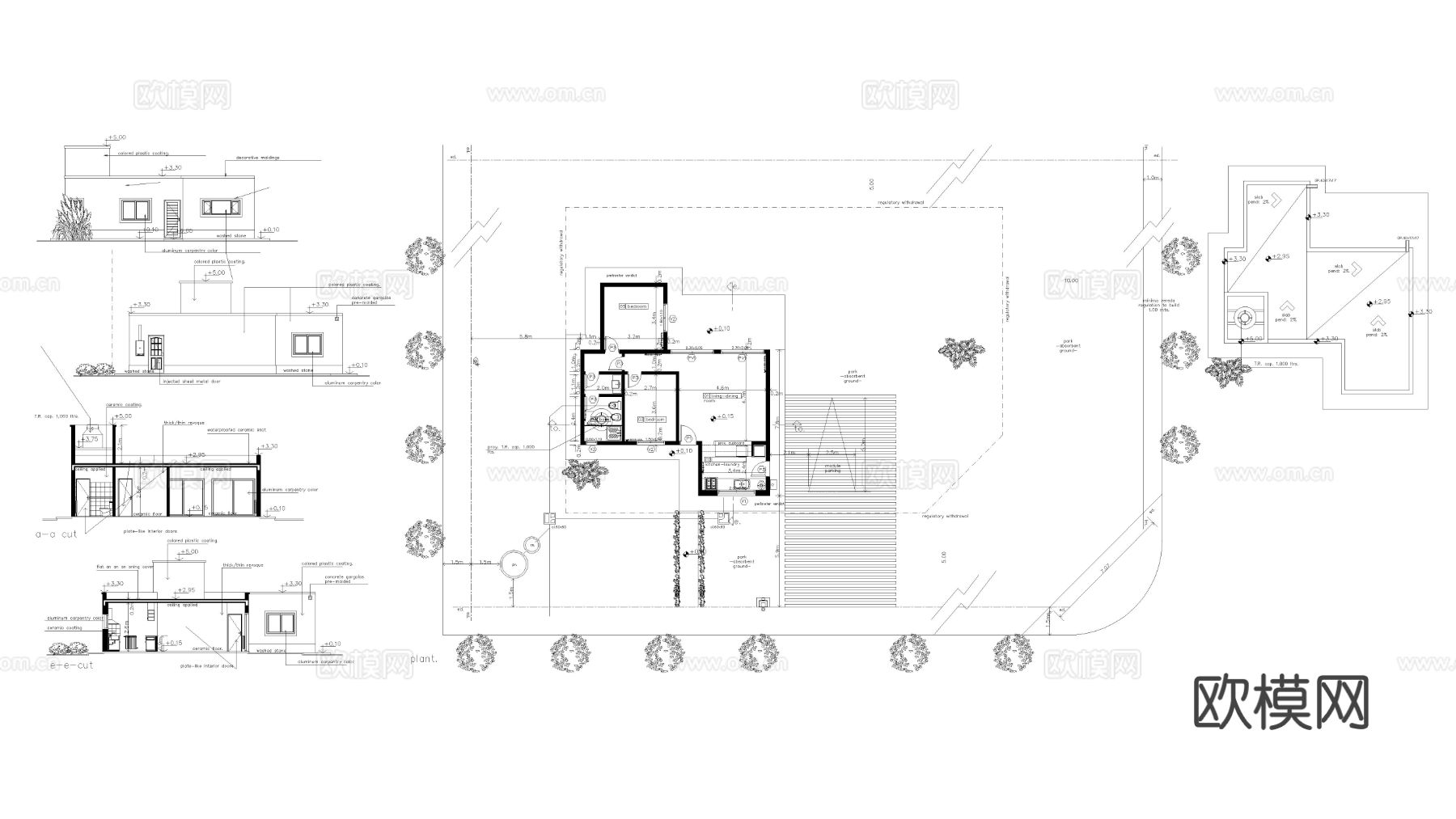 一层简单住宅建筑cad平面图