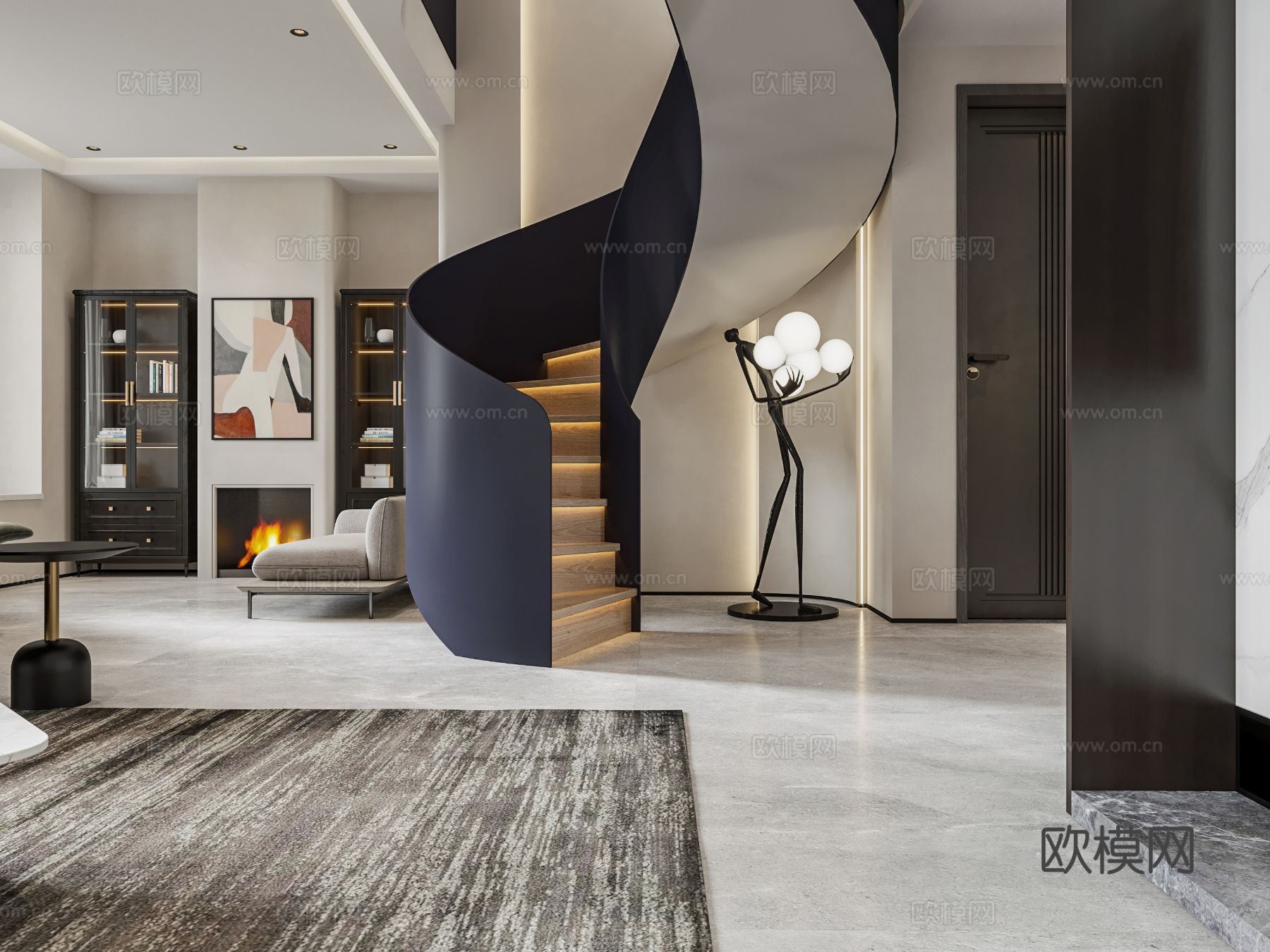 美式公寓客餐厅装修效果图下载（渲染图2）