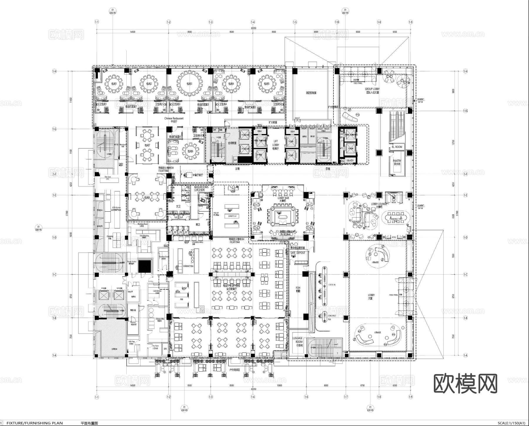 杭州滨奥皇冠假日酒店cad施工图下载（渲染图6）