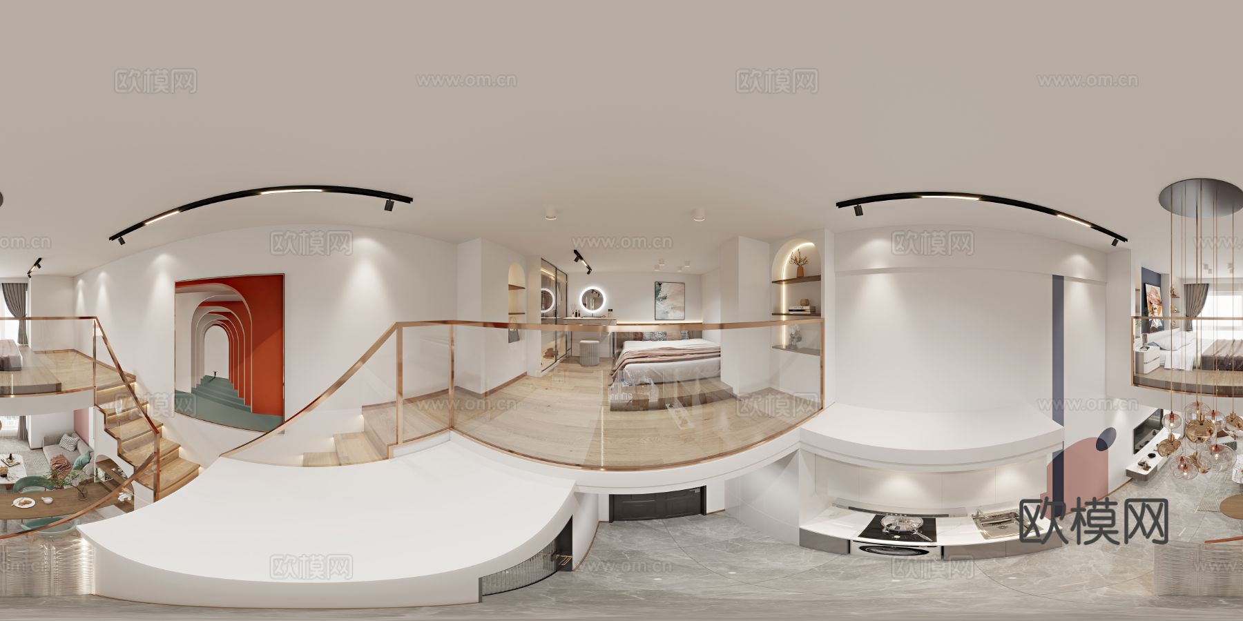 轻奢公寓装修效果图下载（渲染图6）