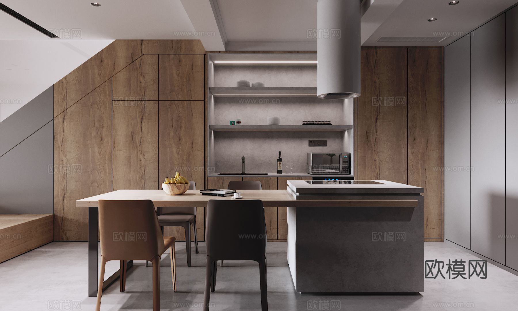 现代复式家居公寓装修效果图下载（渲染图13）