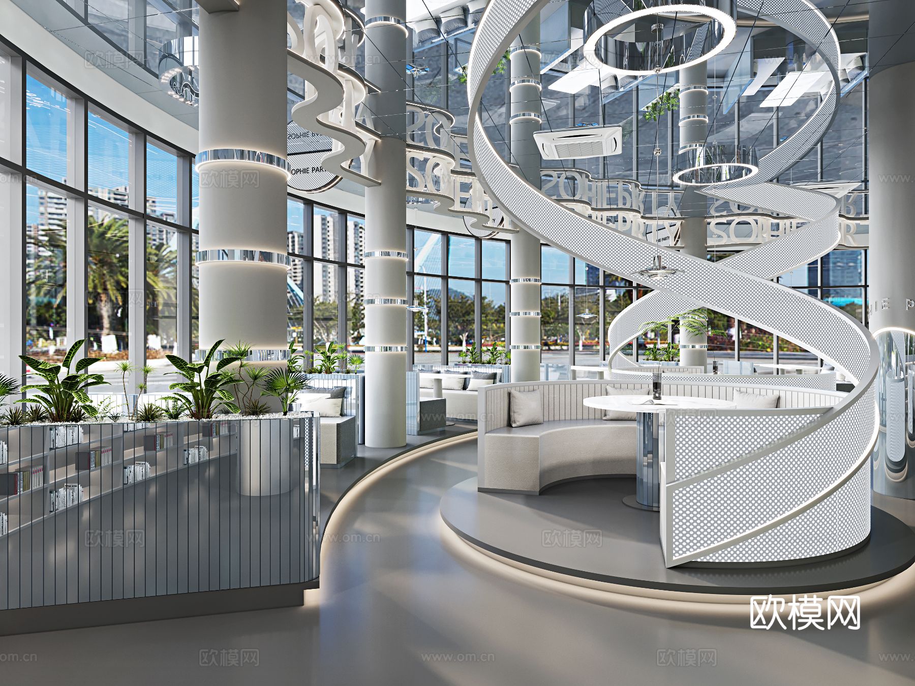 现代图书馆 书吧装修效果图下载（渲染图7）