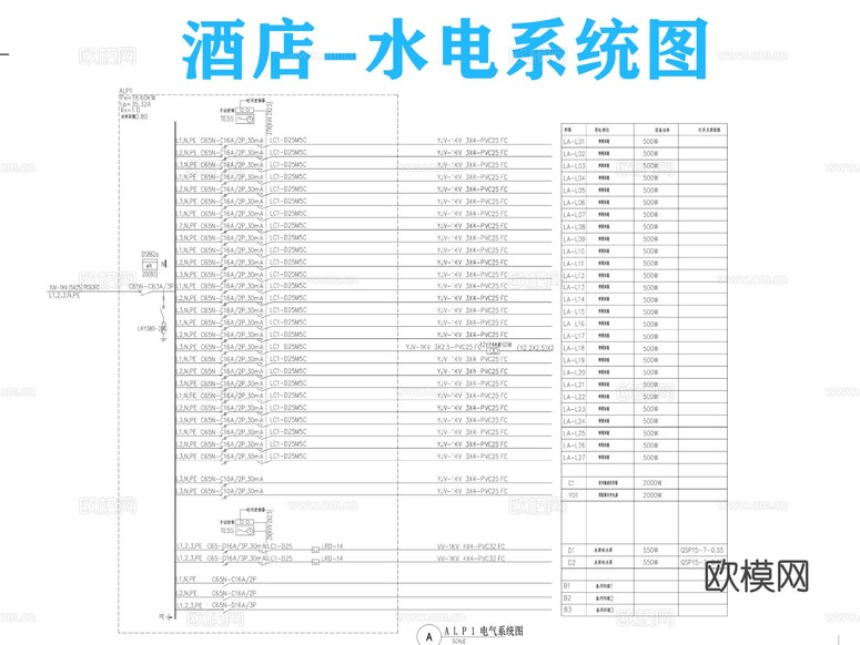 酒店水電系統(tǒng)圖下載(渲染圖1)