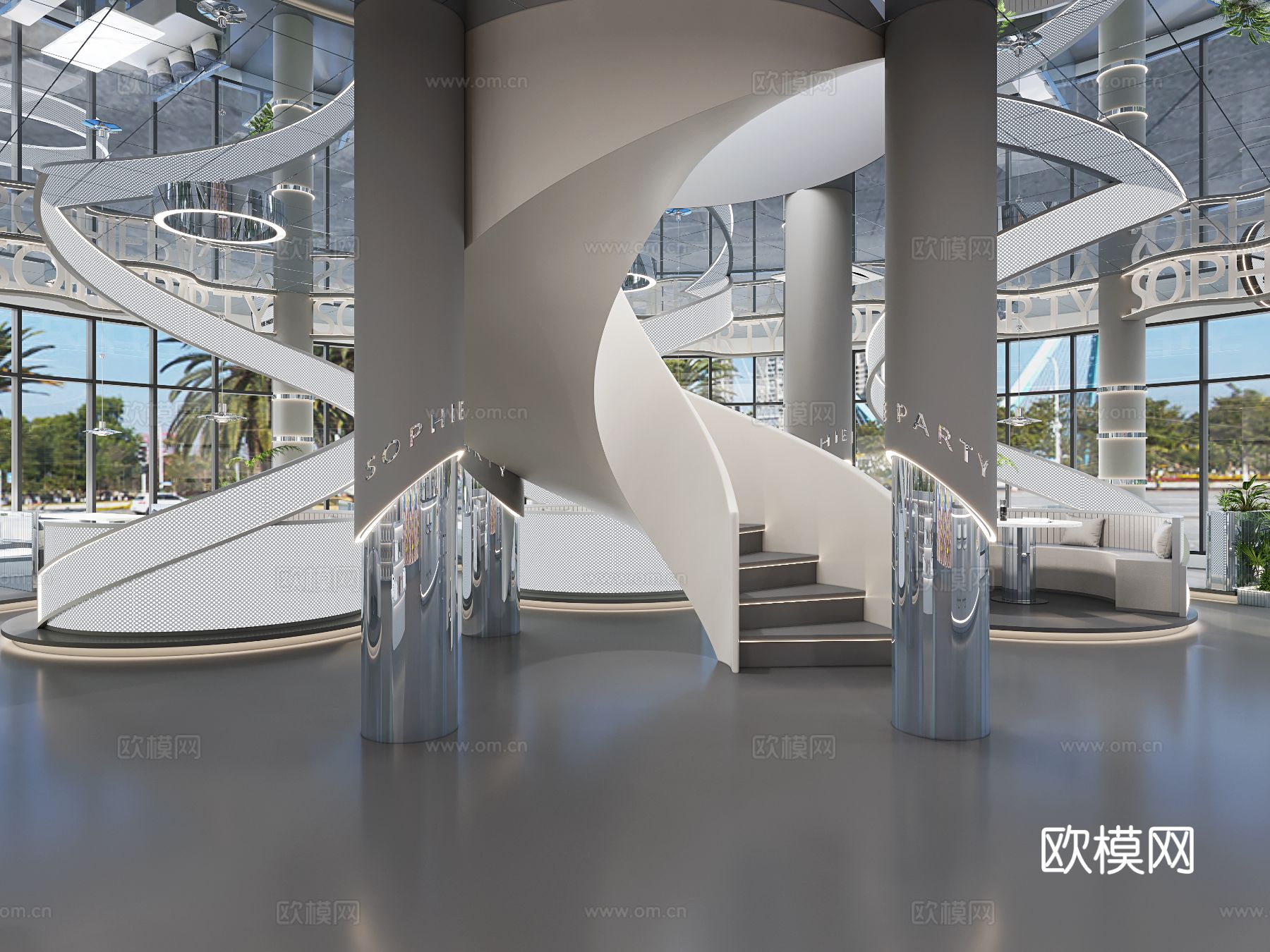 现代图书馆 书吧装修效果图下载（渲染图2）