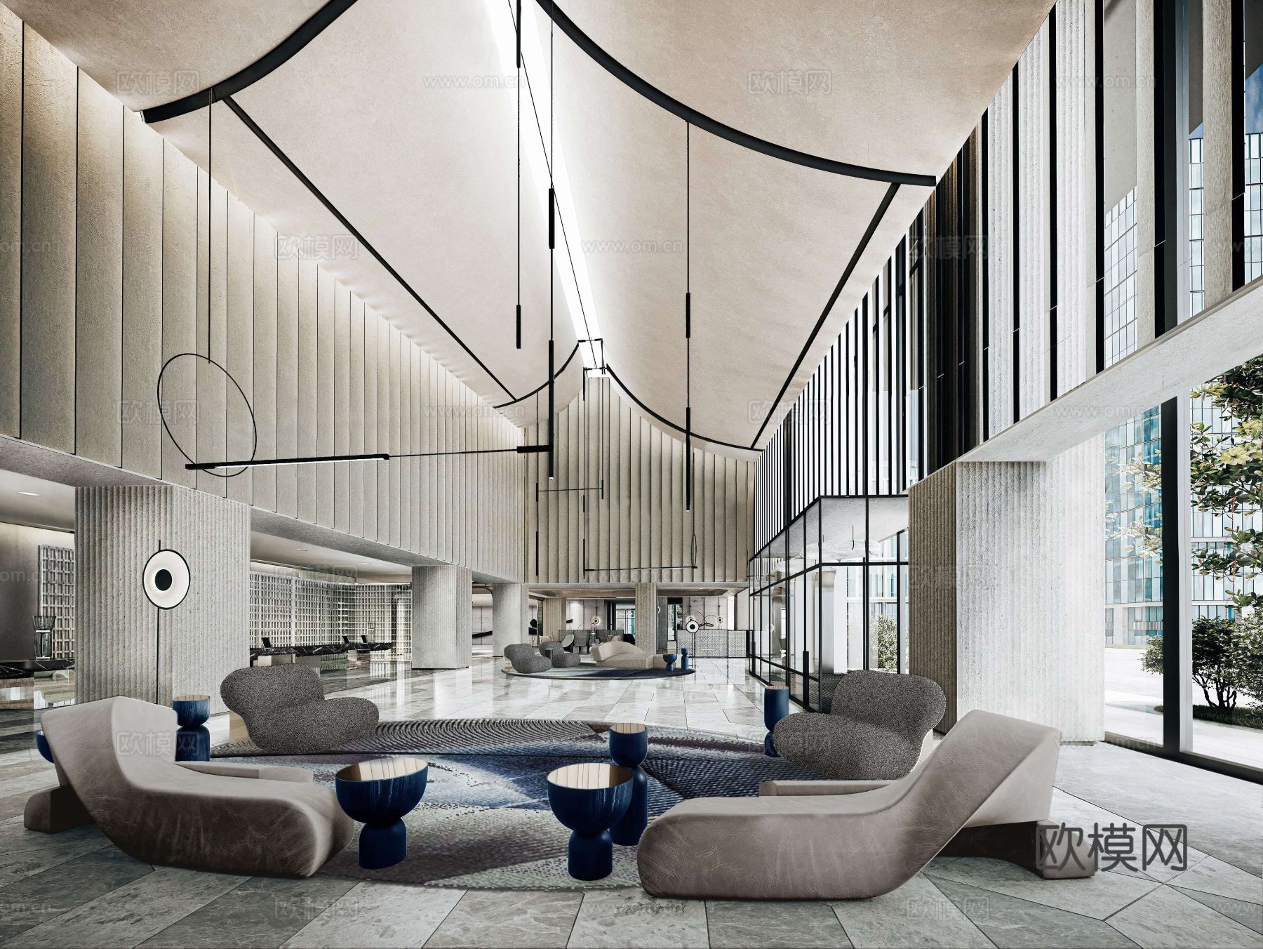 杭州滨奥皇冠假日酒店cad施工图下载（渲染图4）