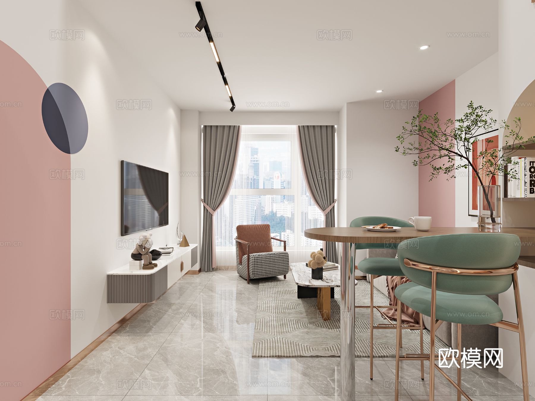 轻奢公寓装修效果图下载（渲染图1）