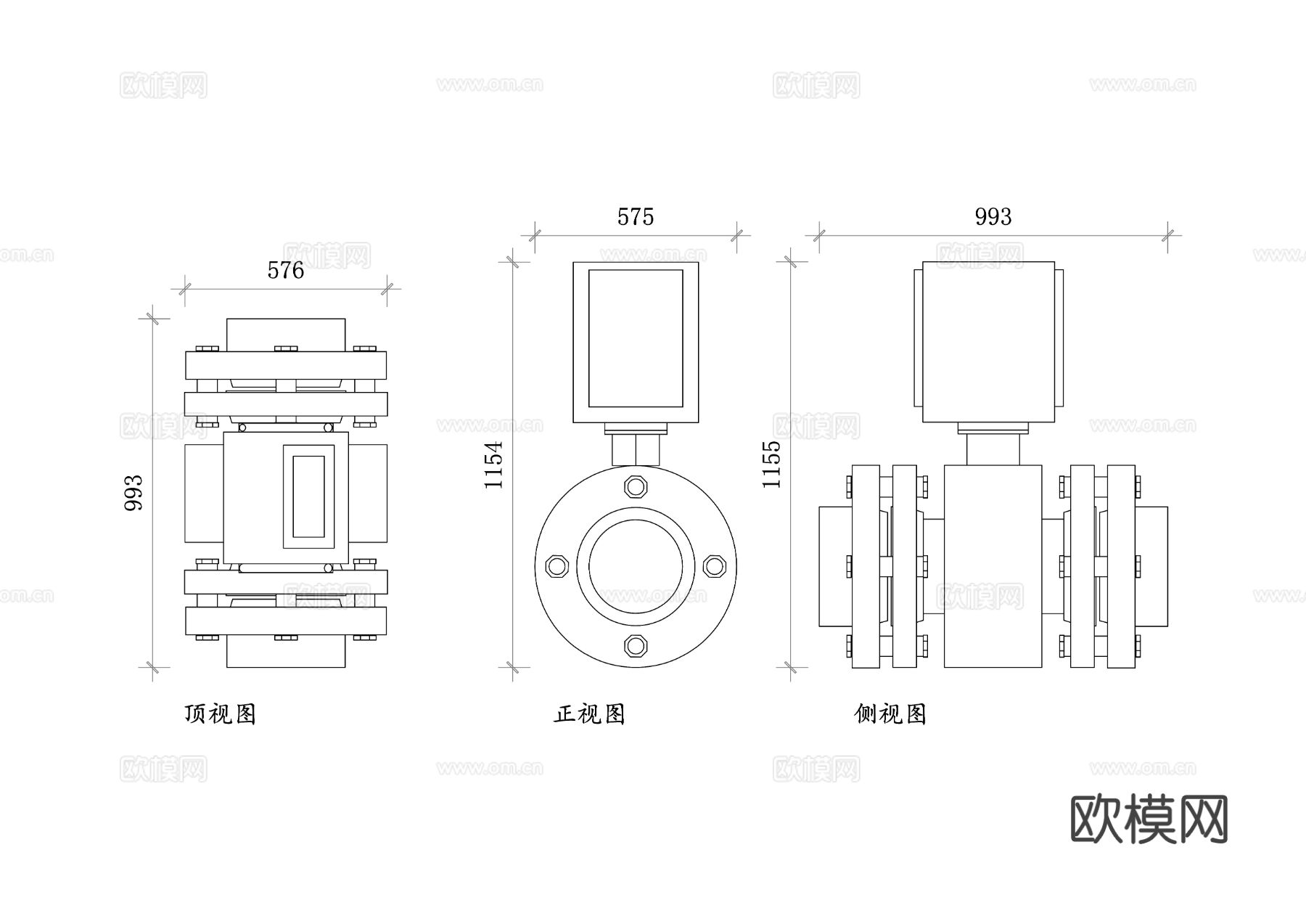 电磁流量仪 流量计电磁式 磁性流量计 电磁水表cad图库下载