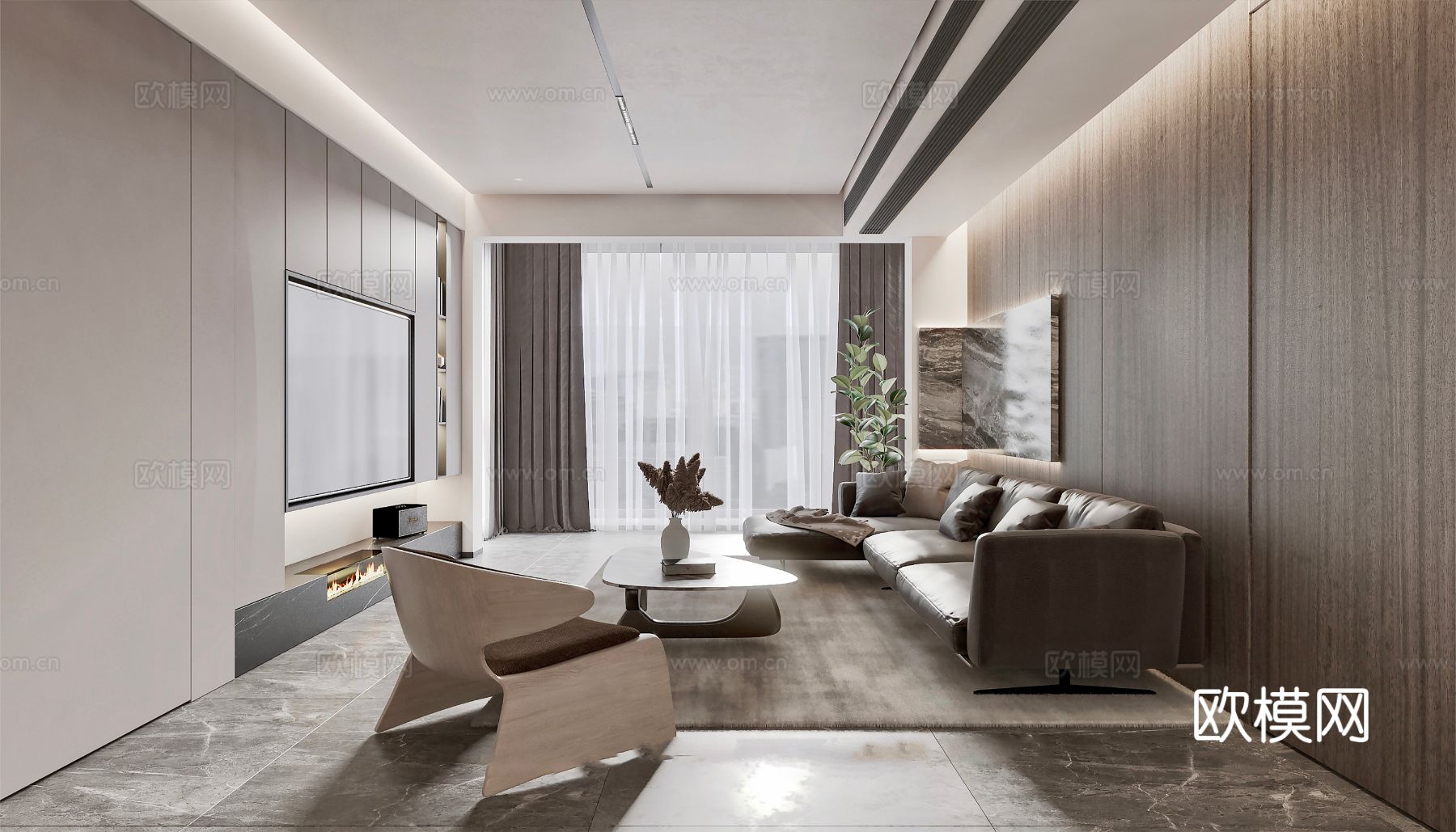 现代复式家居  loft 公寓装修效果图下载（渲染图11）