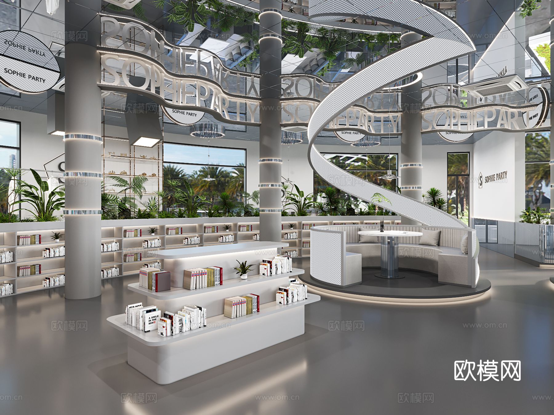 现代图书馆 书吧装修效果图下载（渲染图6）