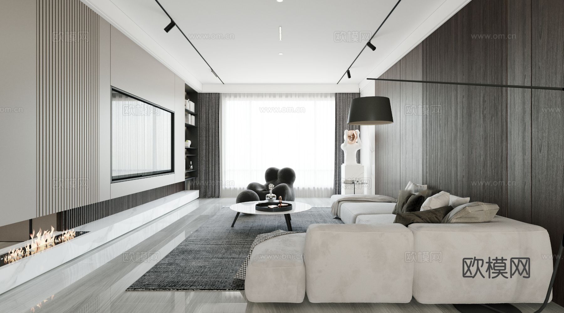 现代复式家居  loft 公寓装修效果图下载（渲染图8）